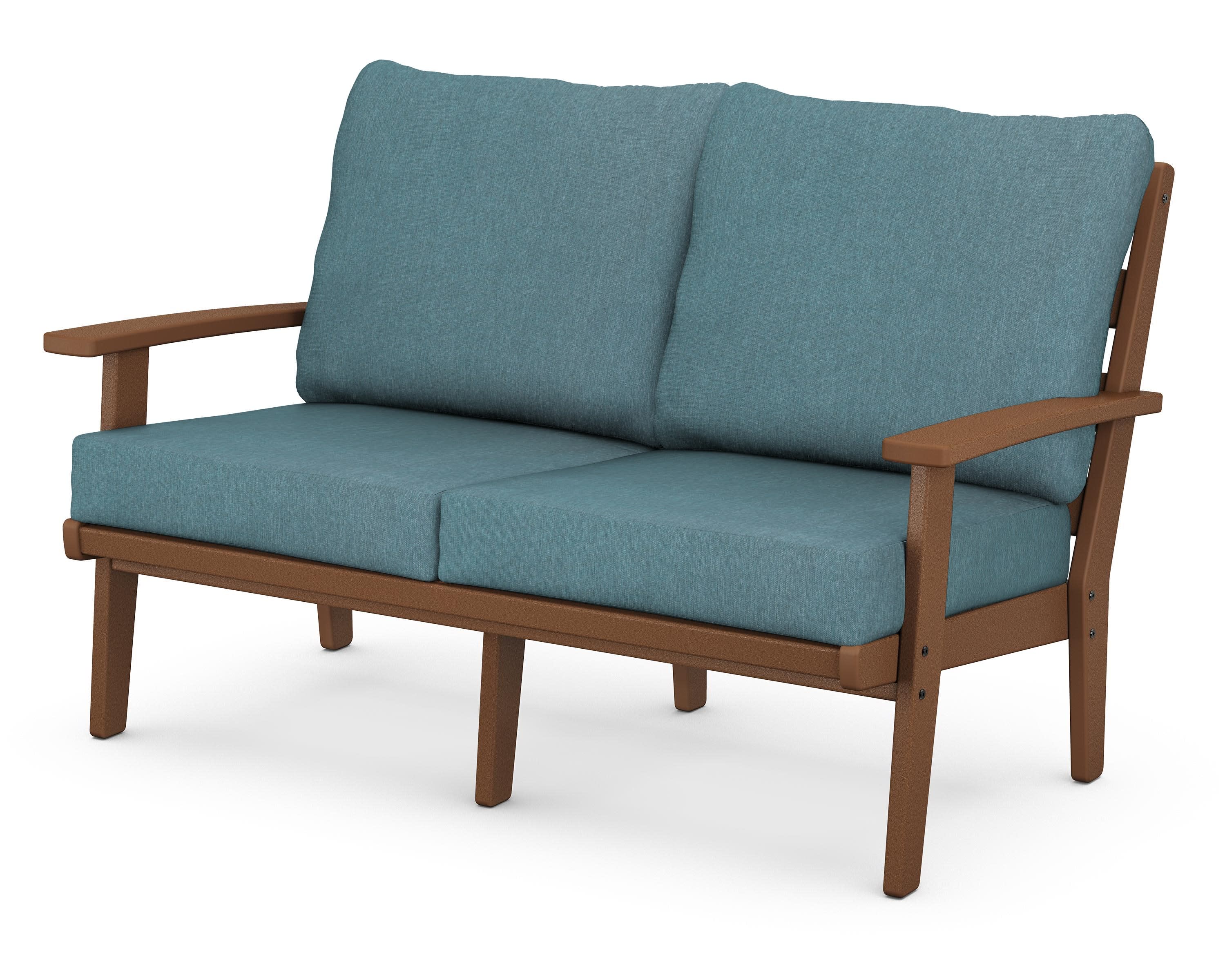 Grant Park Deep Seating Loveseat in Teak / Ocean Teal