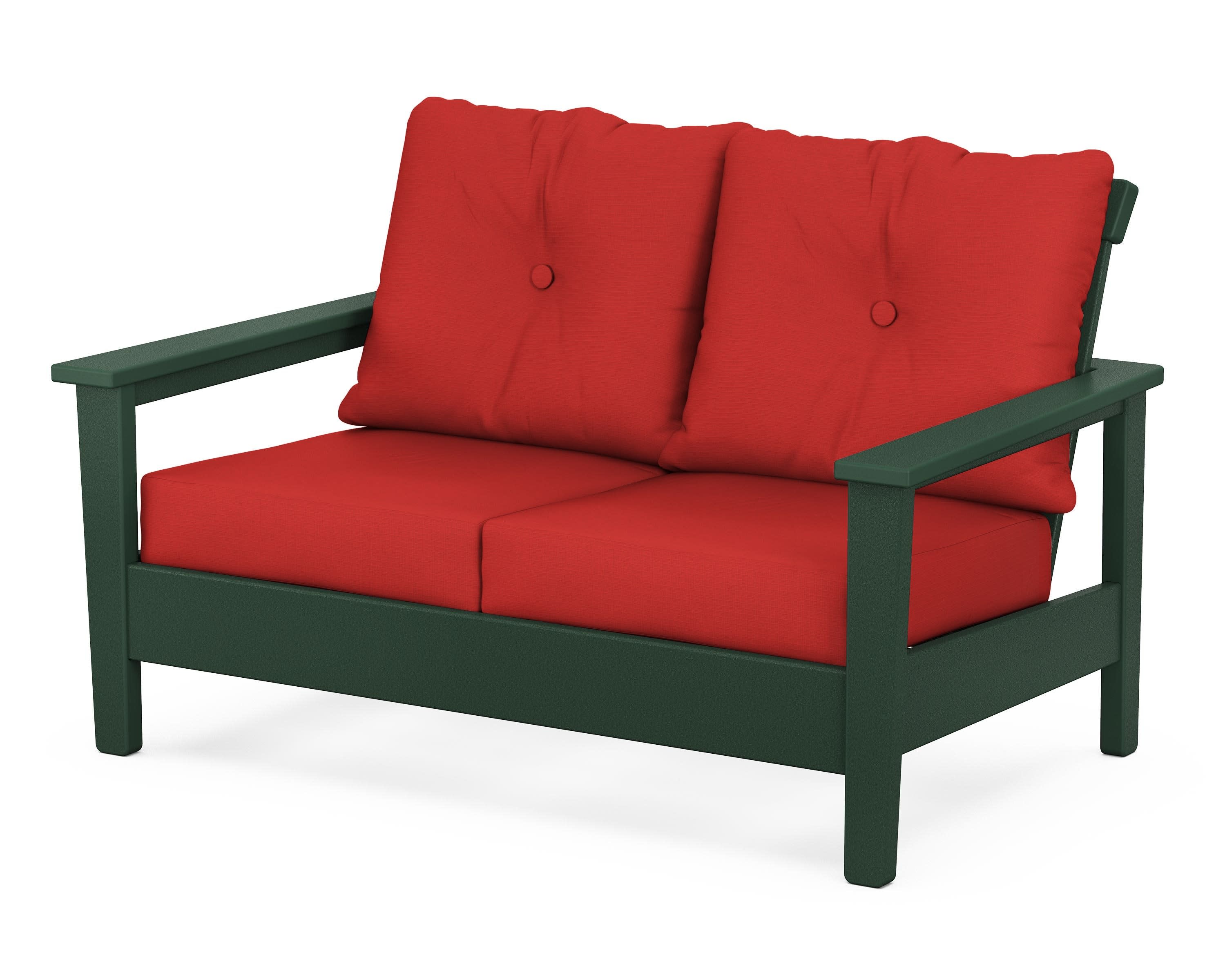 Prescott Deep Seating Loveseat in Green / Crimson Linen