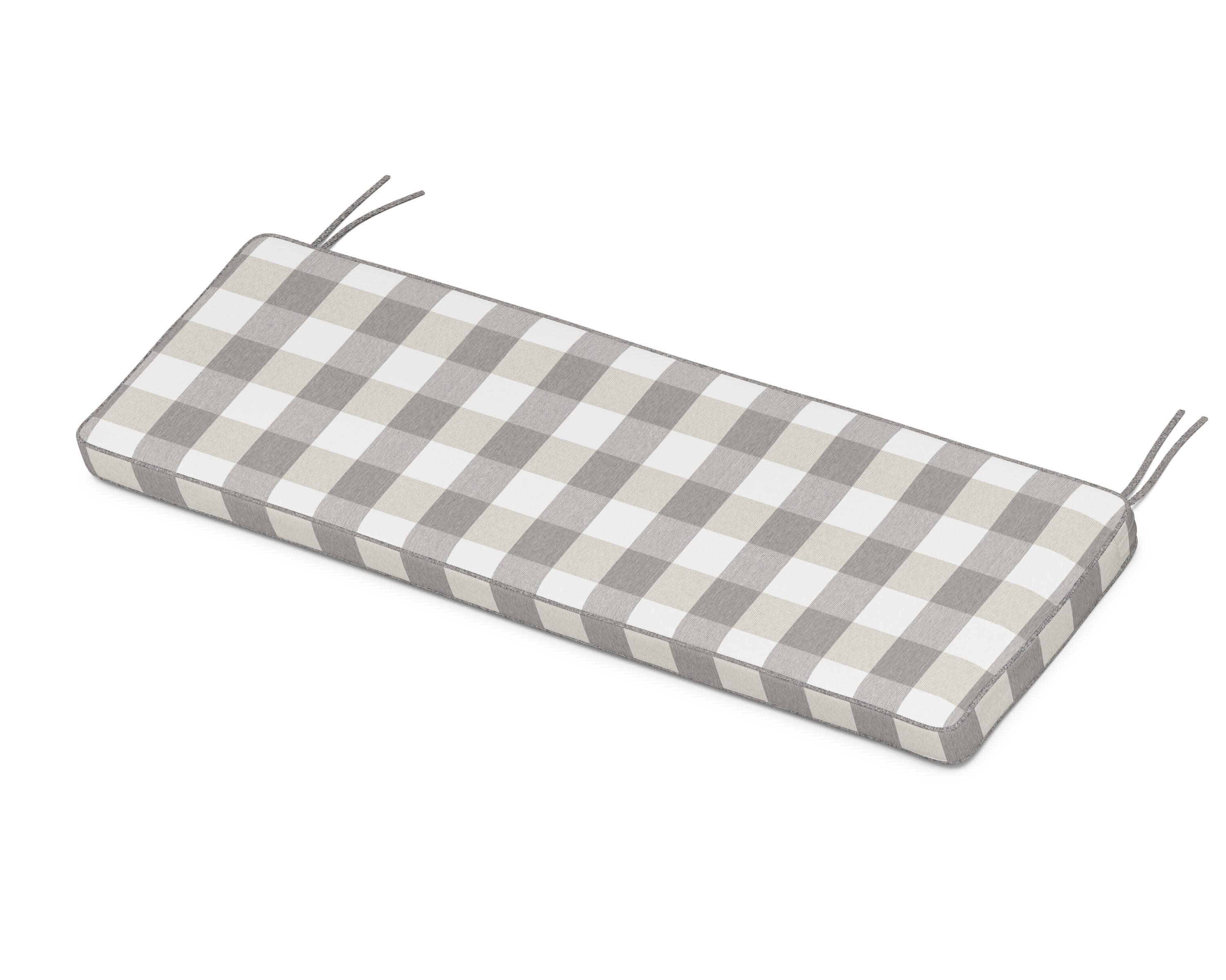 Chinoiserie Bench Seat Cushion in Buffalo Plaid Grey Mist