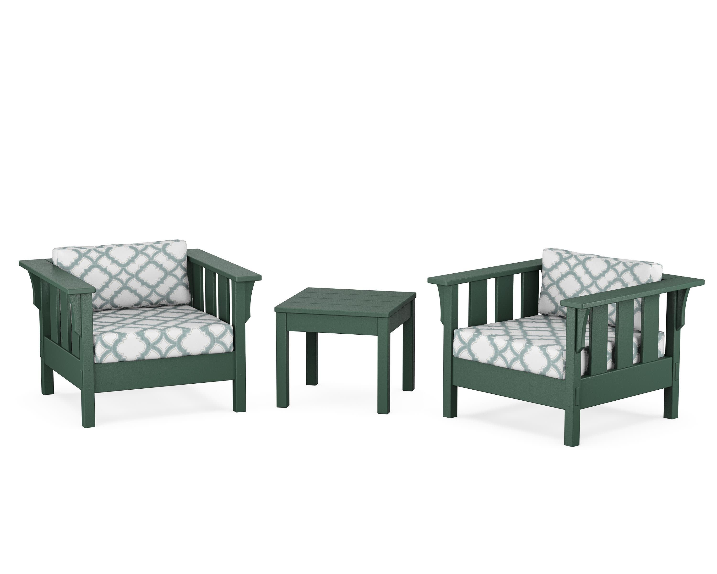 Acadia 3-Piece Deep Seating Set in Green / Trellis Glacier Spa