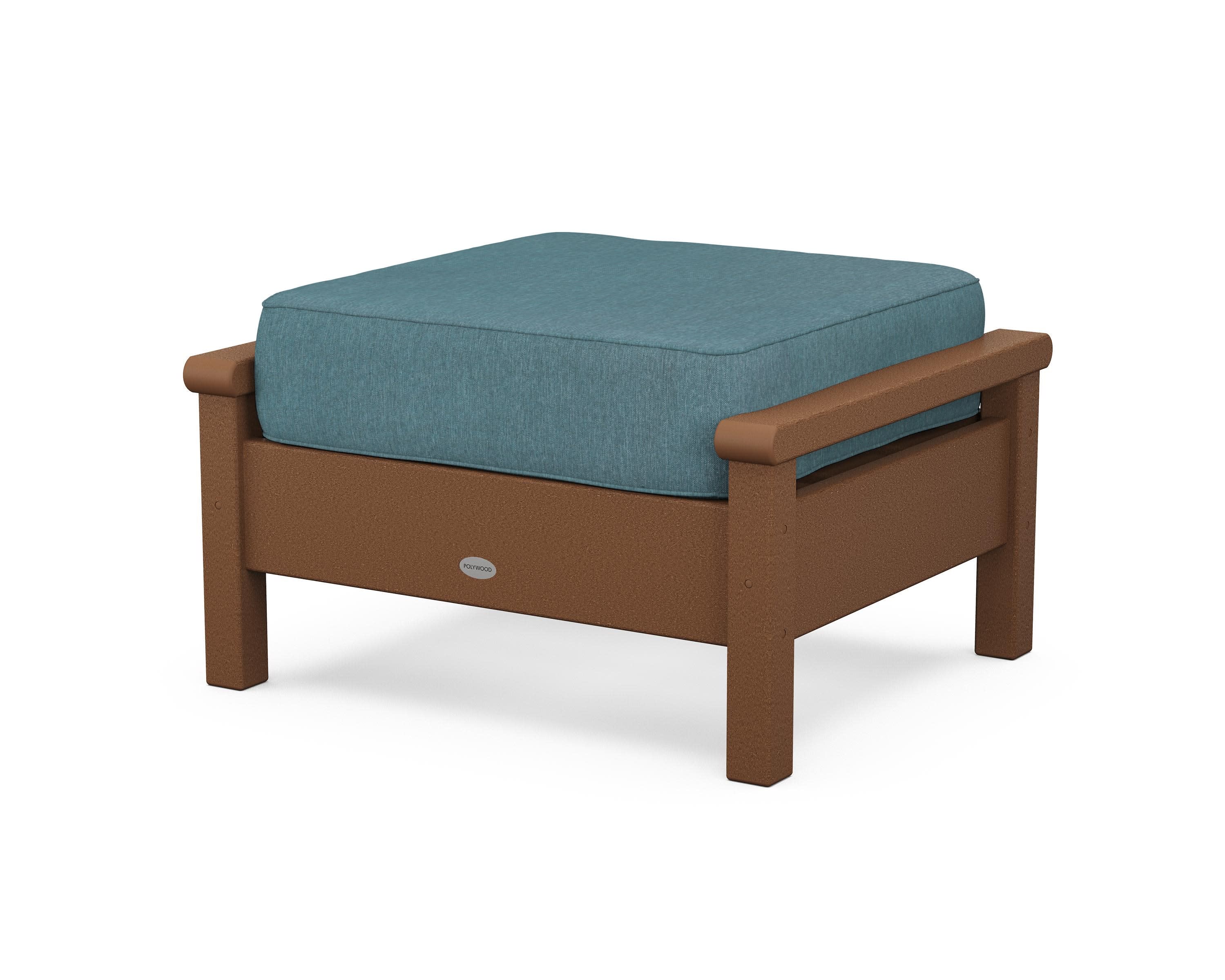 Harbour Deep Seating Ottoman in Teak / Ocean Teal