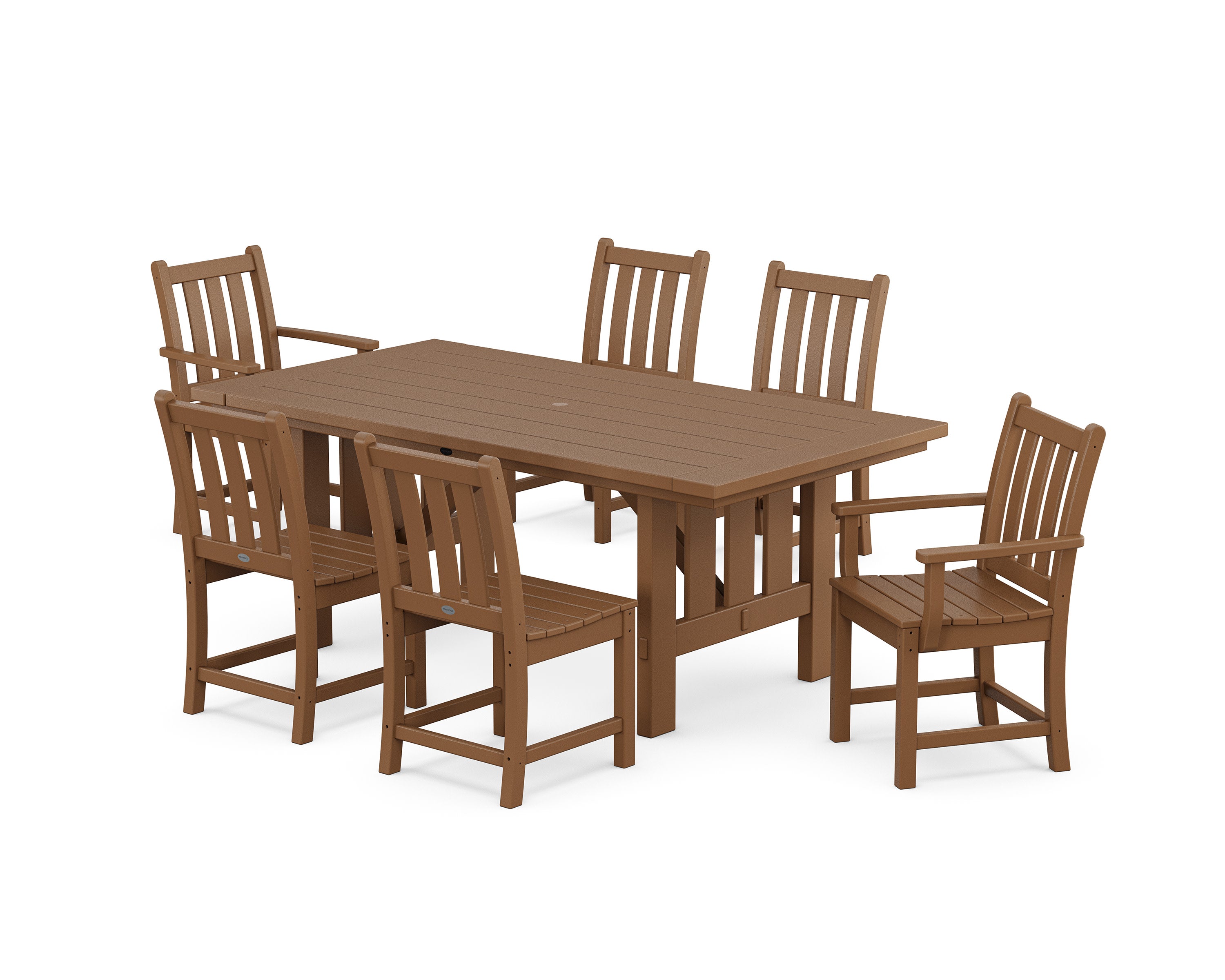 Traditional Garden 7-Piece Dining Set with Mission Table in Teak