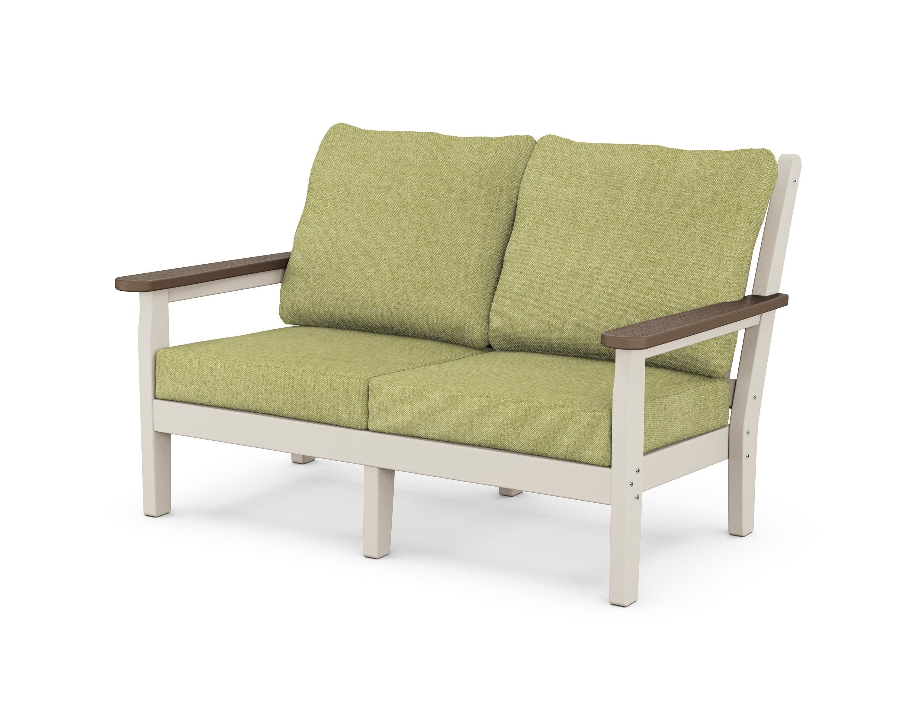 Chippendale Deep Seating Loveseat in Sand / Kona / Chartreuse Boucle