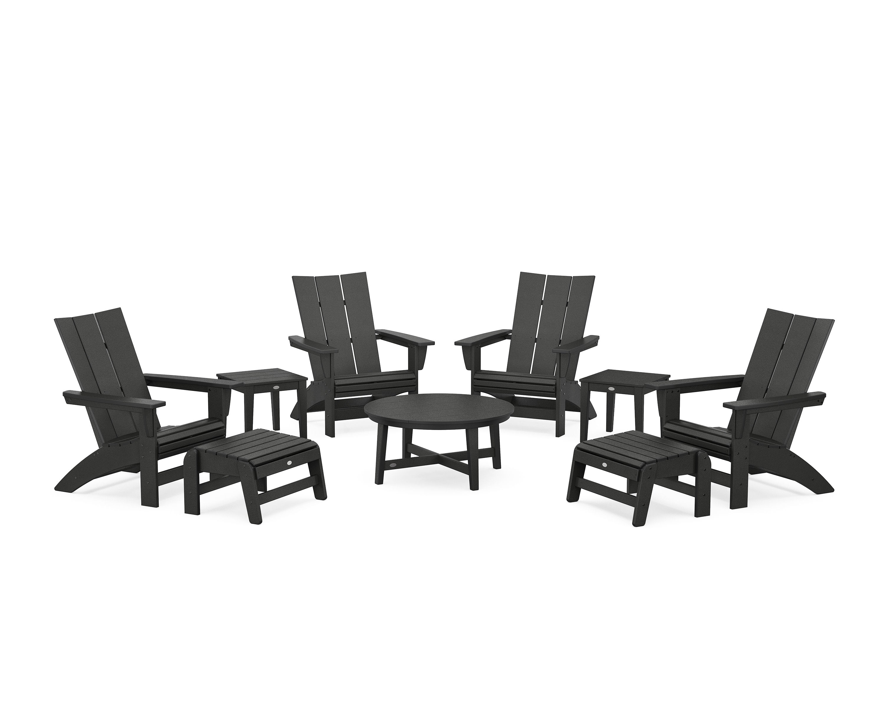 Modern Grand Adirondack 9-Piece Conversation Set in Black