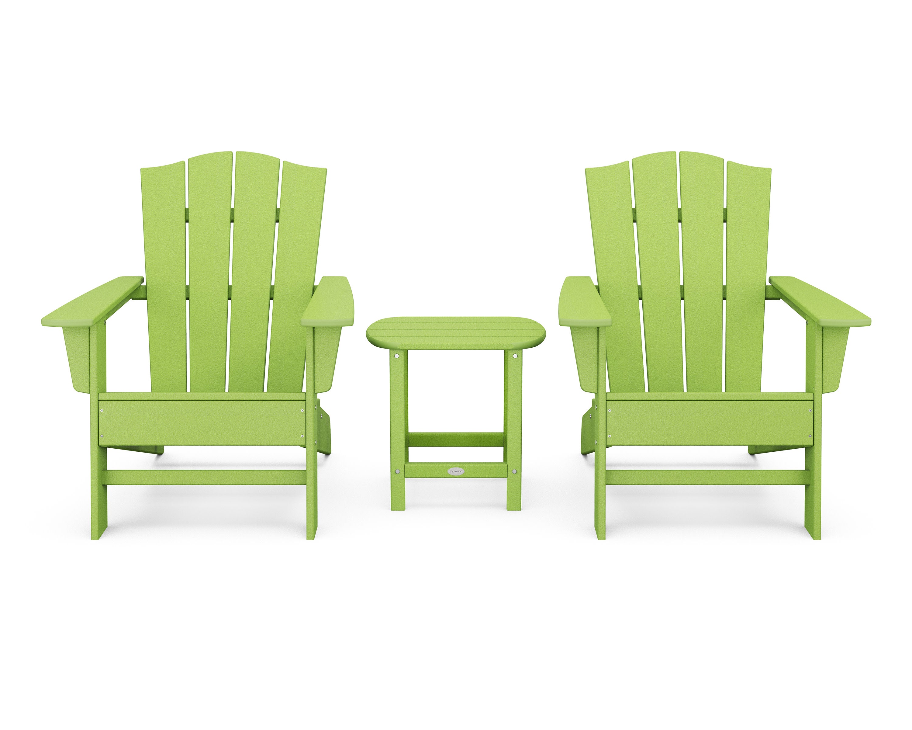 Wave 3-Piece Adirondack Chair Set with The Crest Chairs in Lime