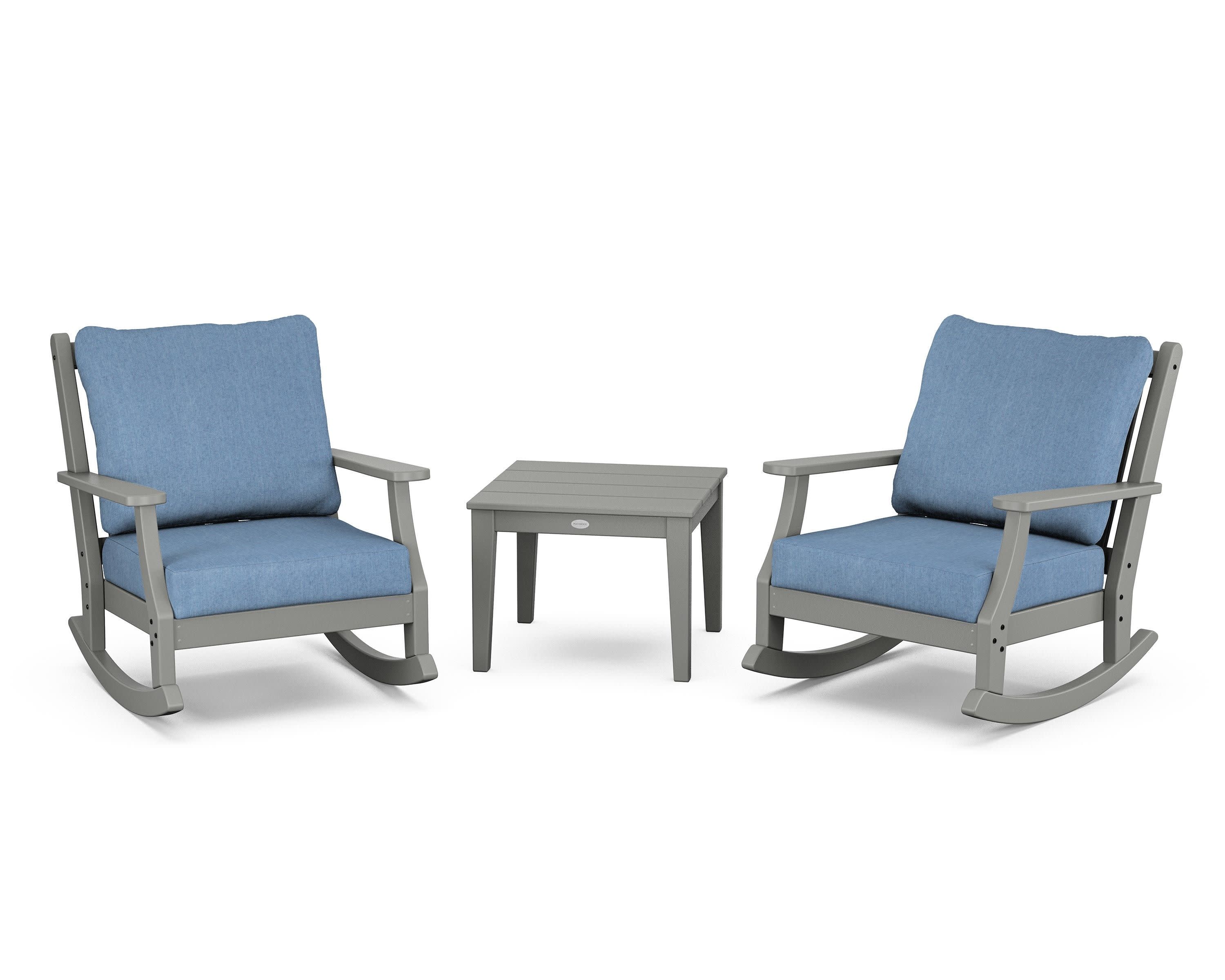 Wovendale 3-Piece Deep Seating Rocker Set in Slate Grey / Sky Blue