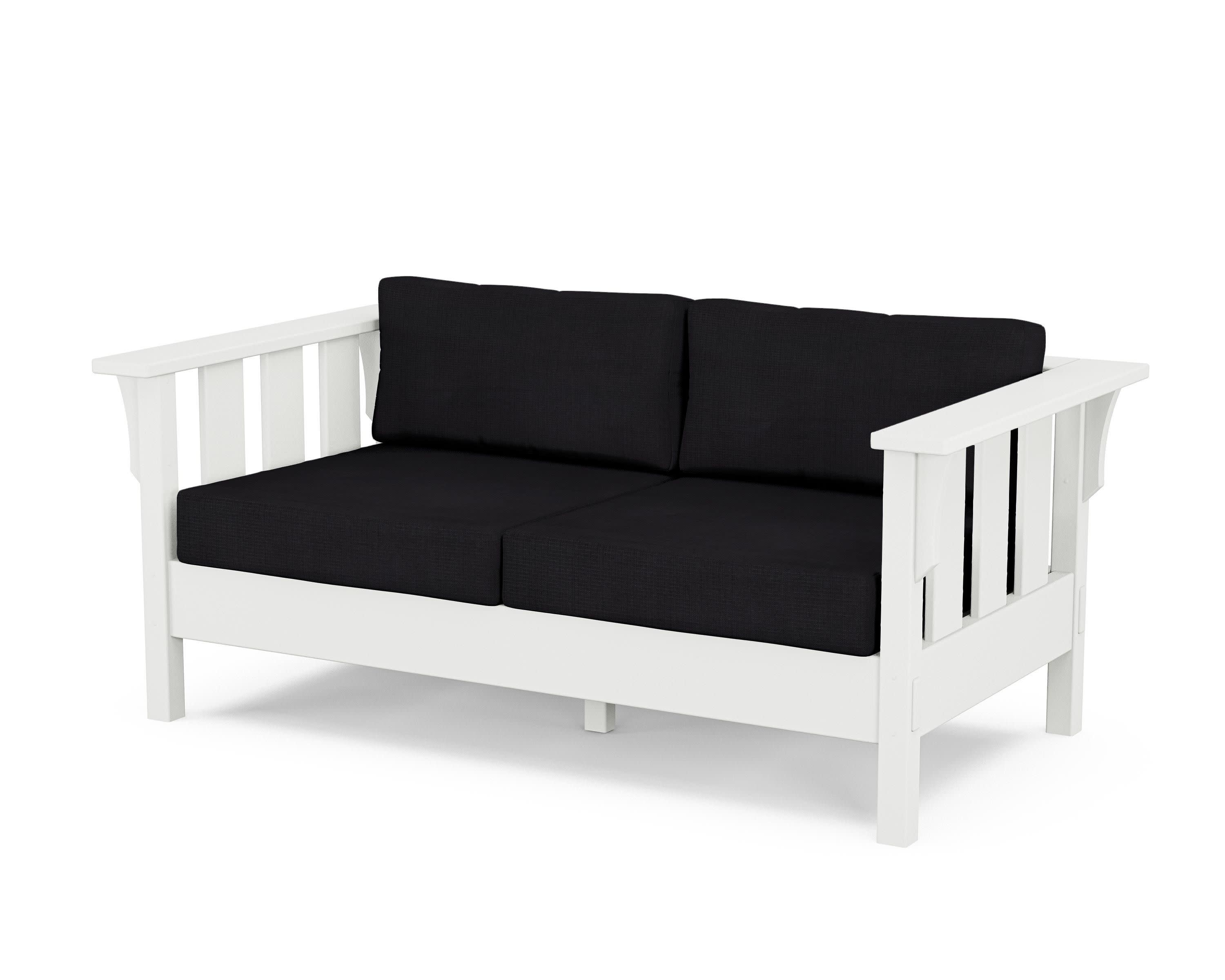Acadia Deep Seating Loveseat in White / Midnight Linen