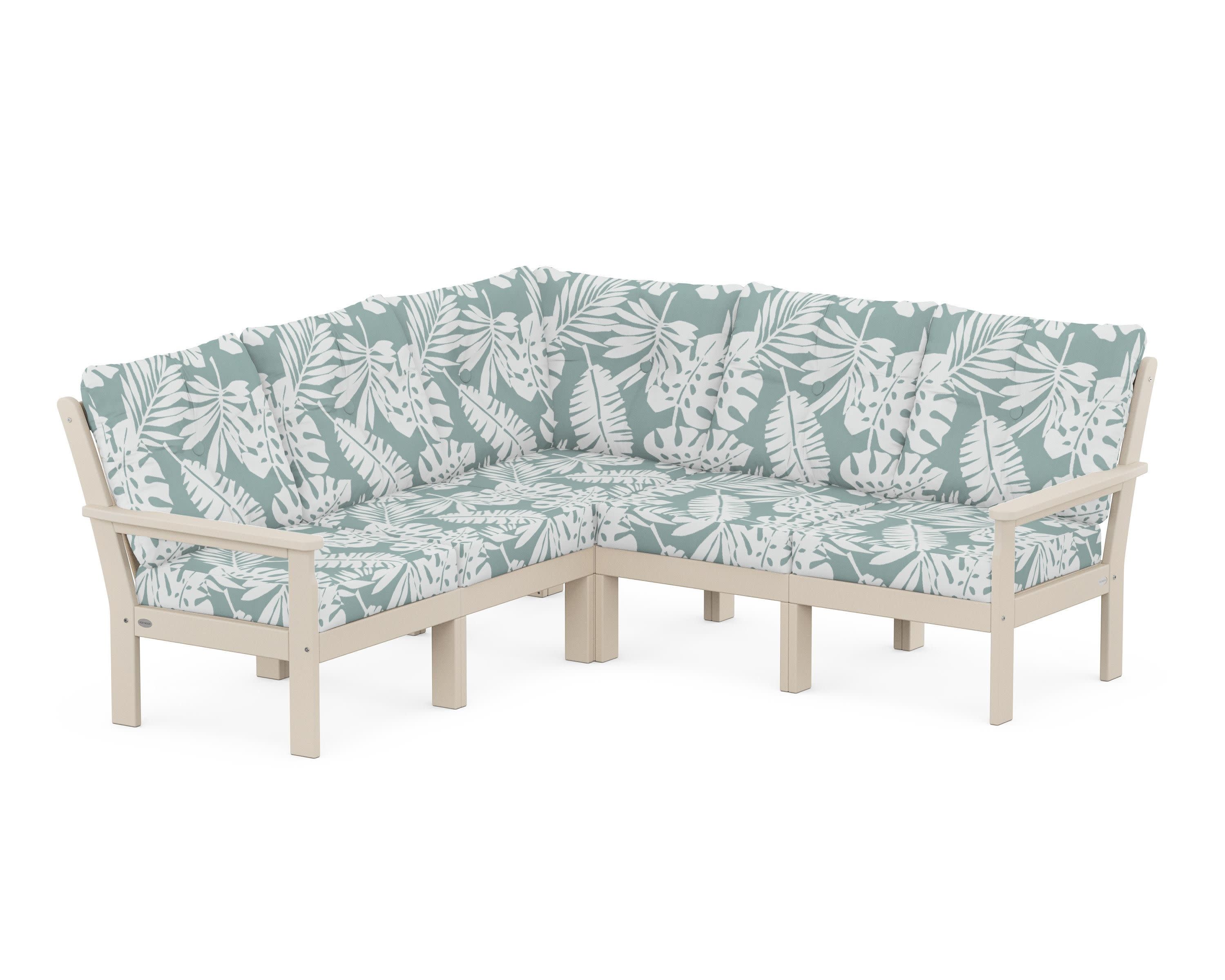 Vineyard 5-Piece Sectional in Sand / Leaf Glacier Spa