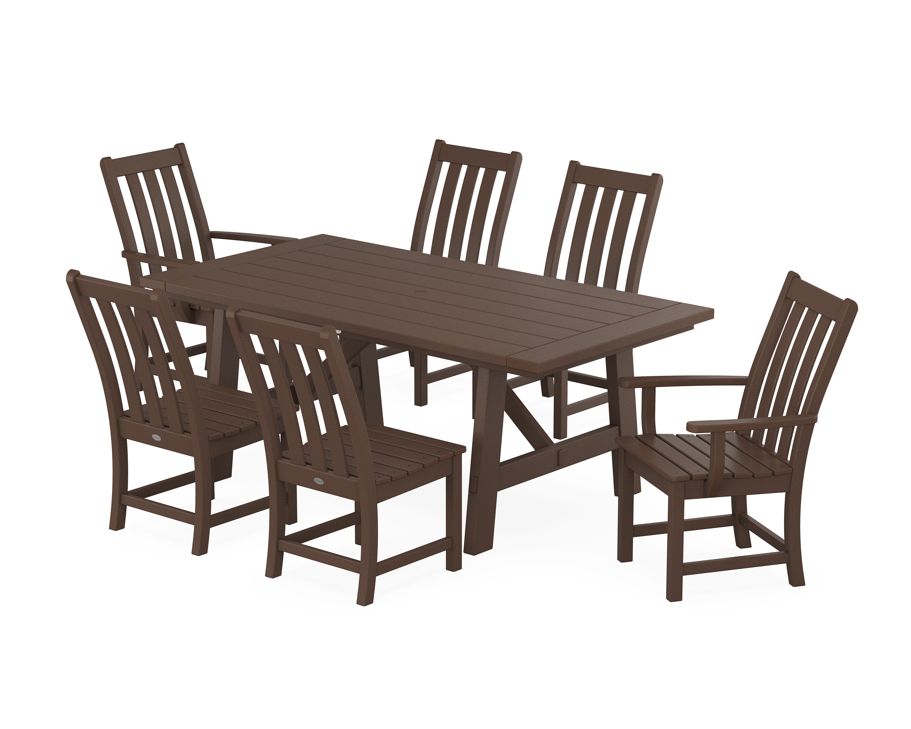 Vineyard 7-Piece Rustic Farmhouse Dining Set in Mahogany