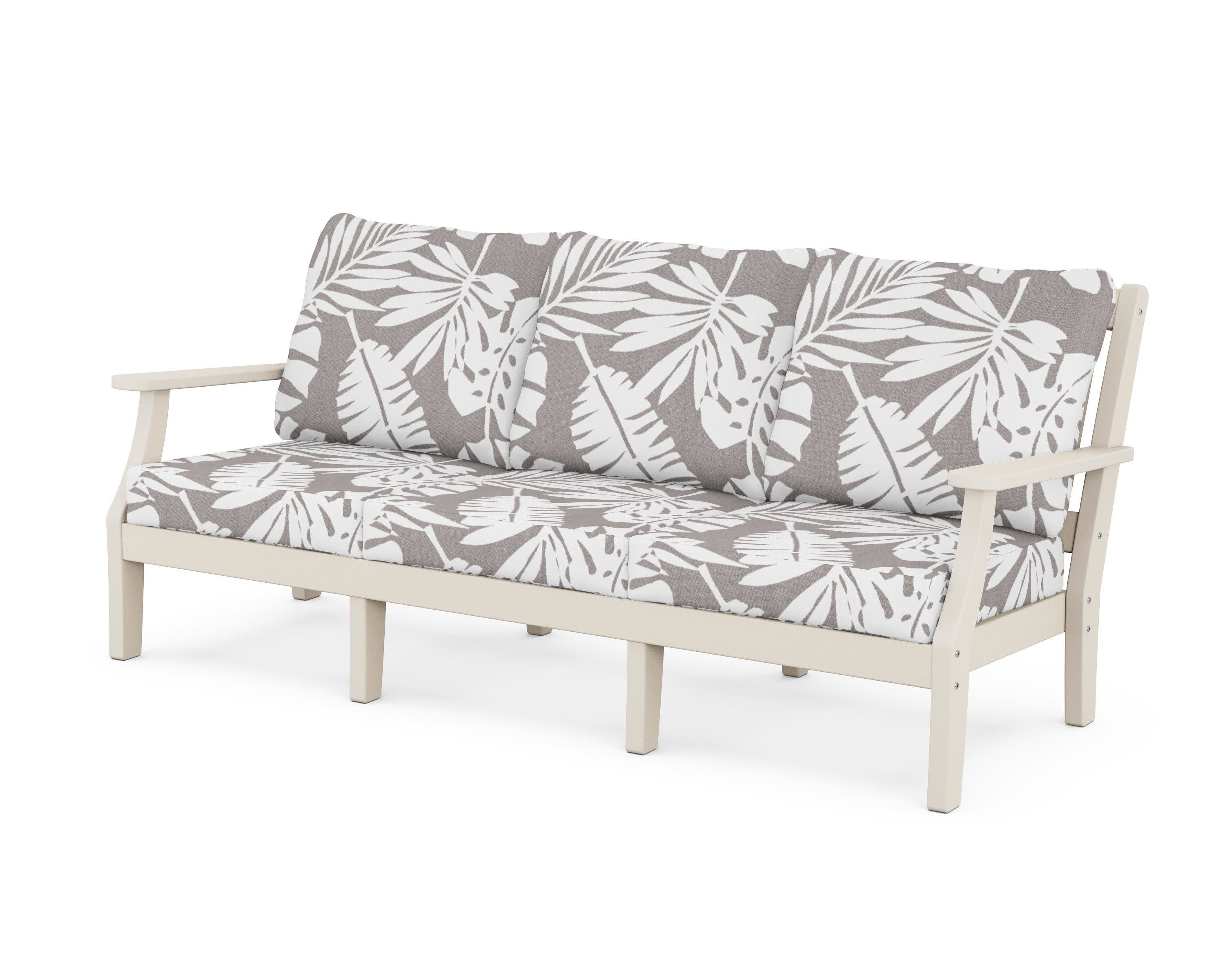 Chinoiserie Deep Seating Sofa in Sand / Leaf Grey Mist