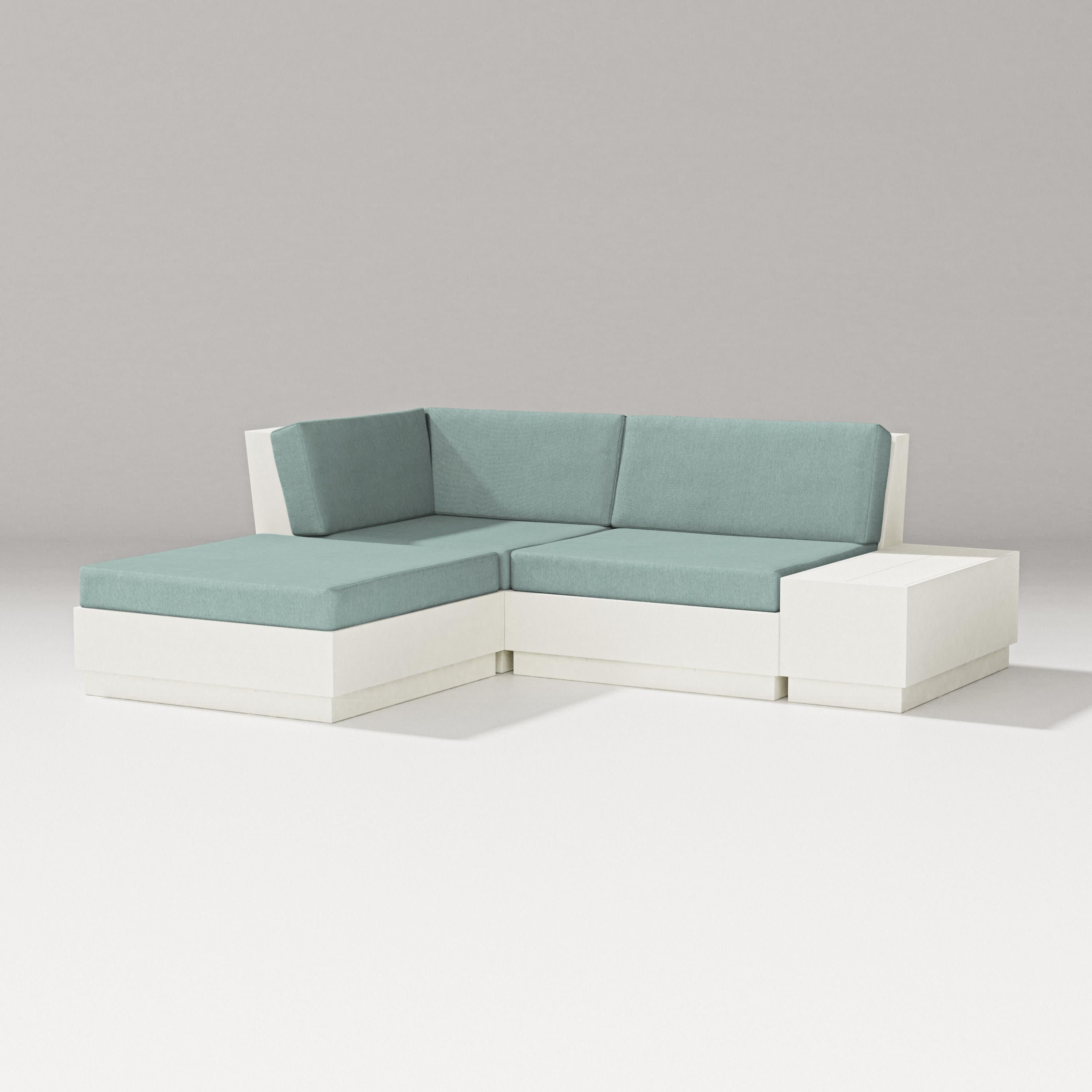 Elevate Loveseat Sectional with Chaise in Vintage White / Glacier Spa
