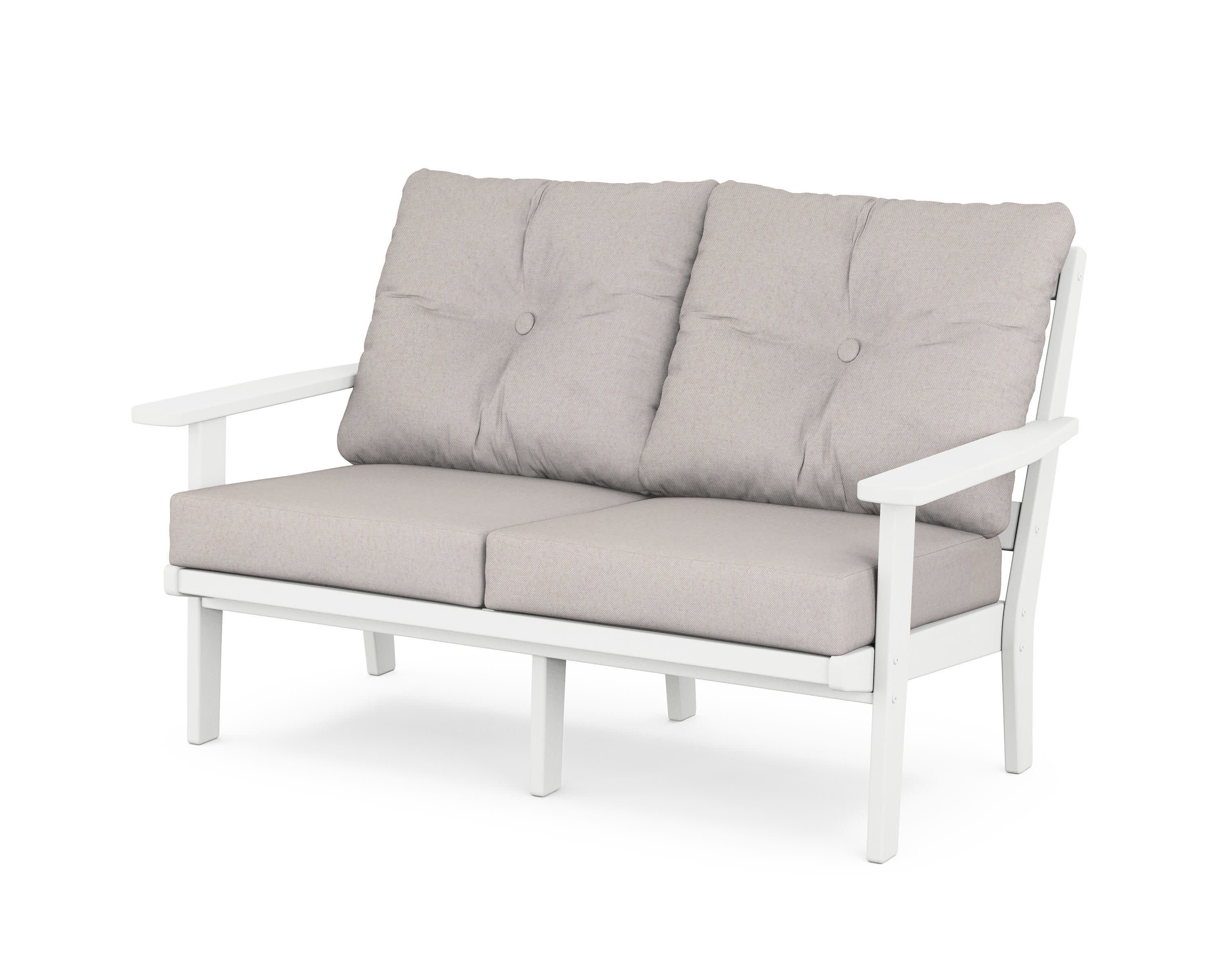 Oxford Deep SeatingLoveseat in White / Dune Burlap