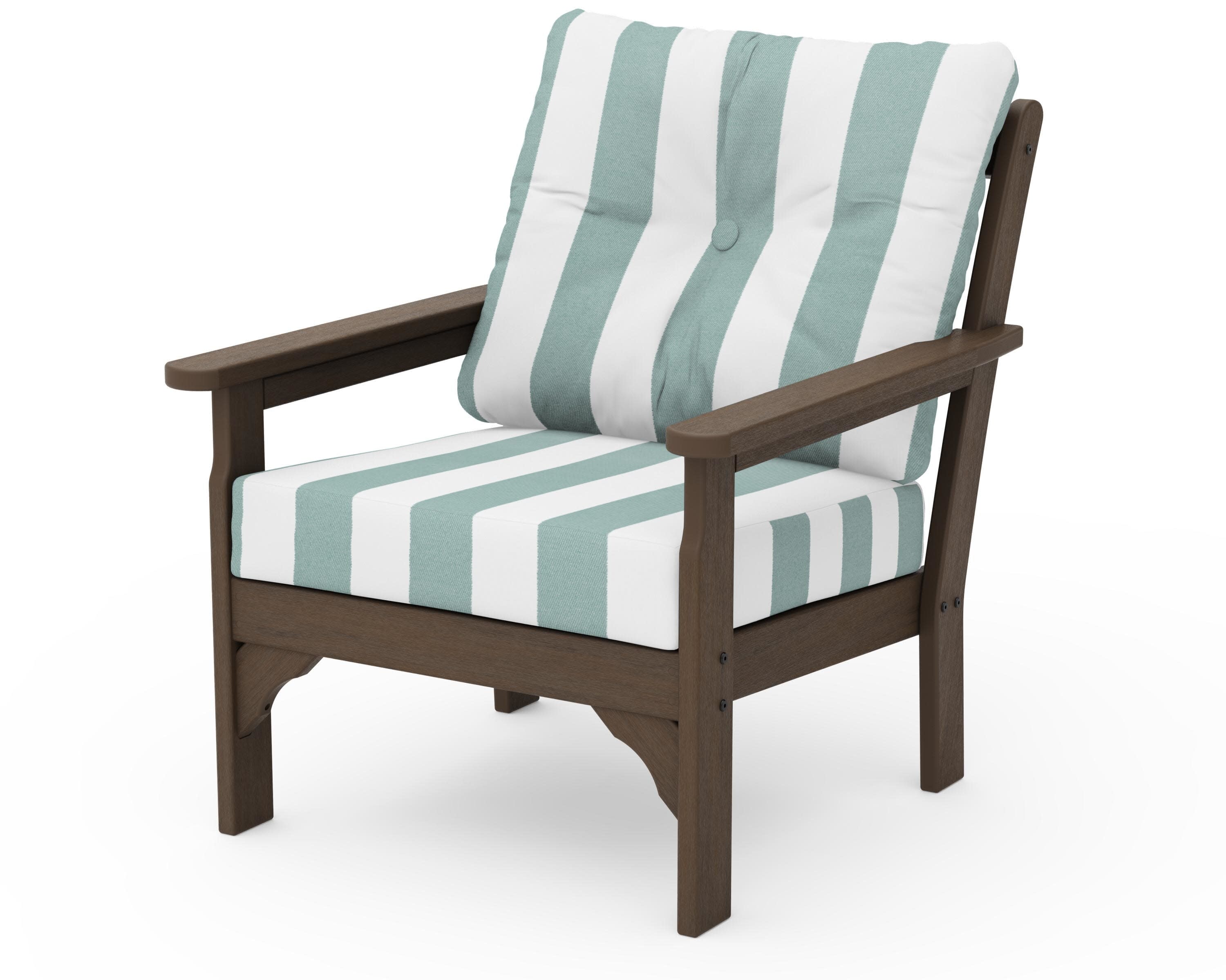 Vineyard Deep Seating Chair in Kona / Cabana Stripe Glacier Spa