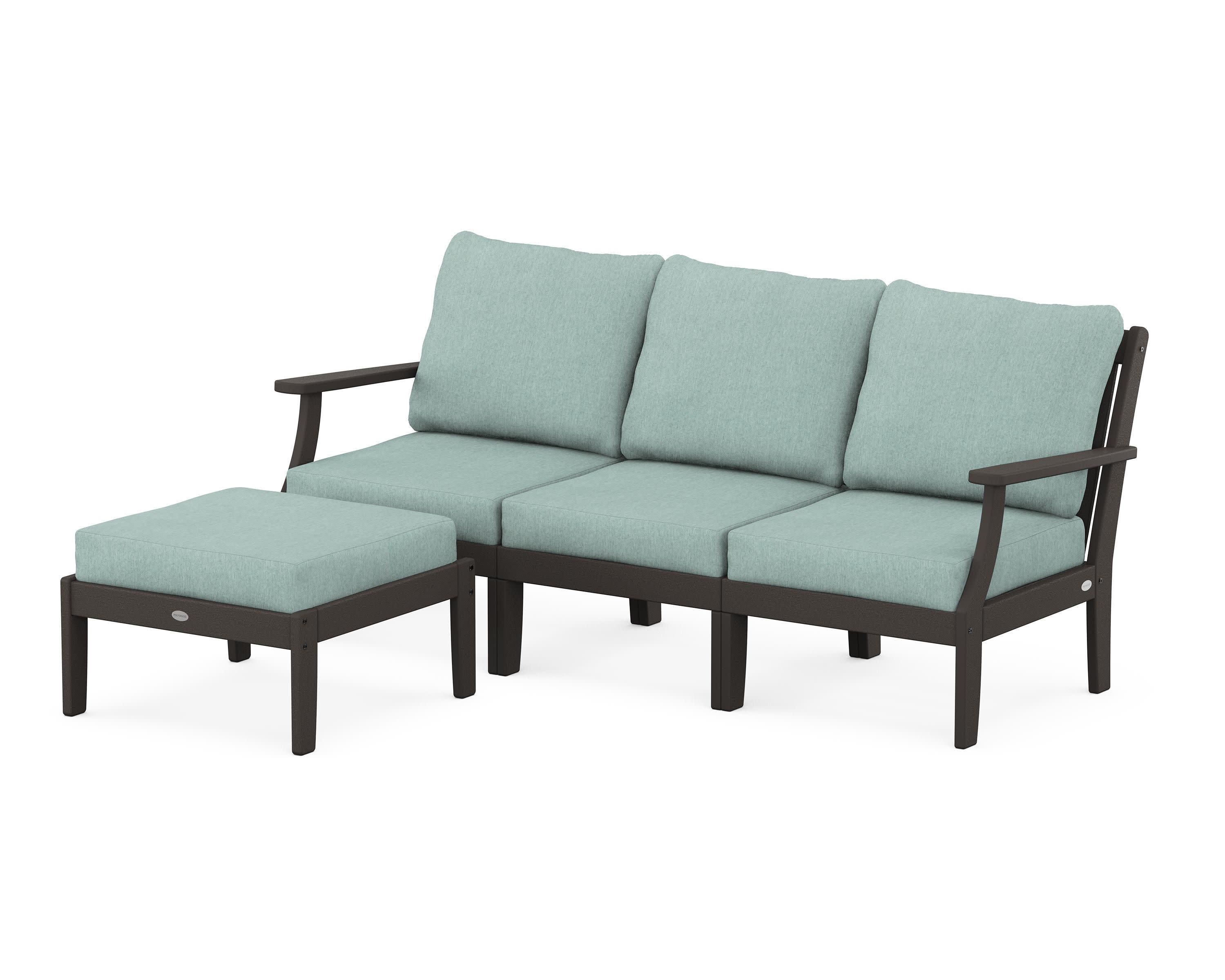 Braxton Modular 4-Piece Deep Seating Set with Ottoman in Vintage Coffee / Glacier Spa