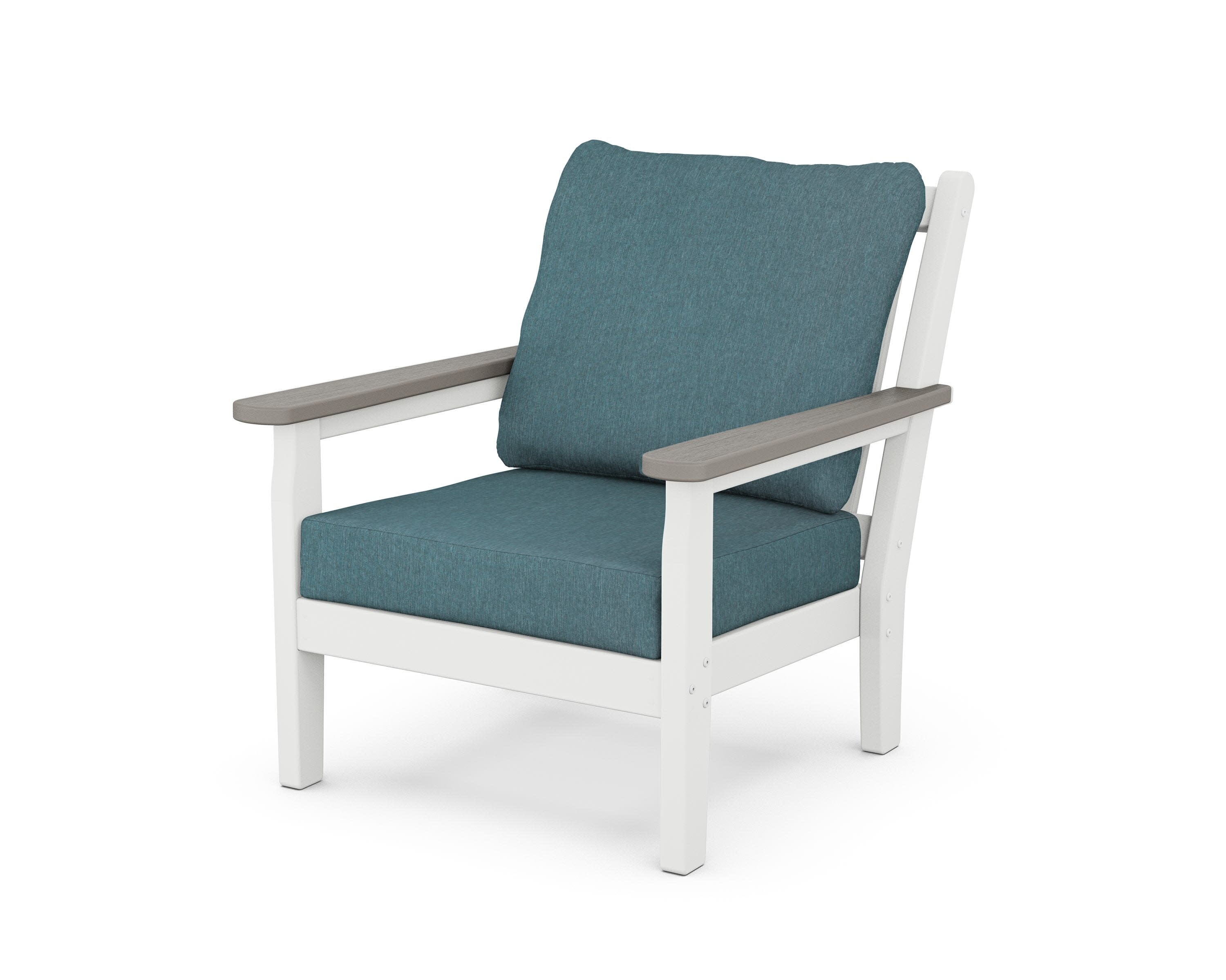 Chippendale Deep Seating Chair in White / Driftwood / Ocean Teal
