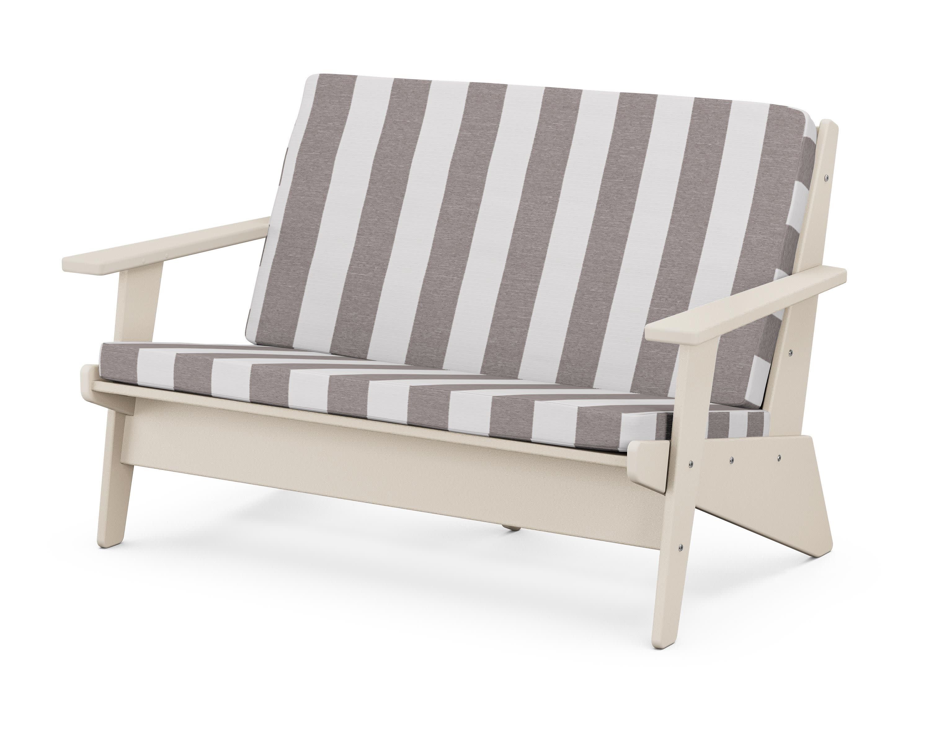 Riviera Modern Lounge Loveseat in Sand / Cabana Stripe Grey Mist