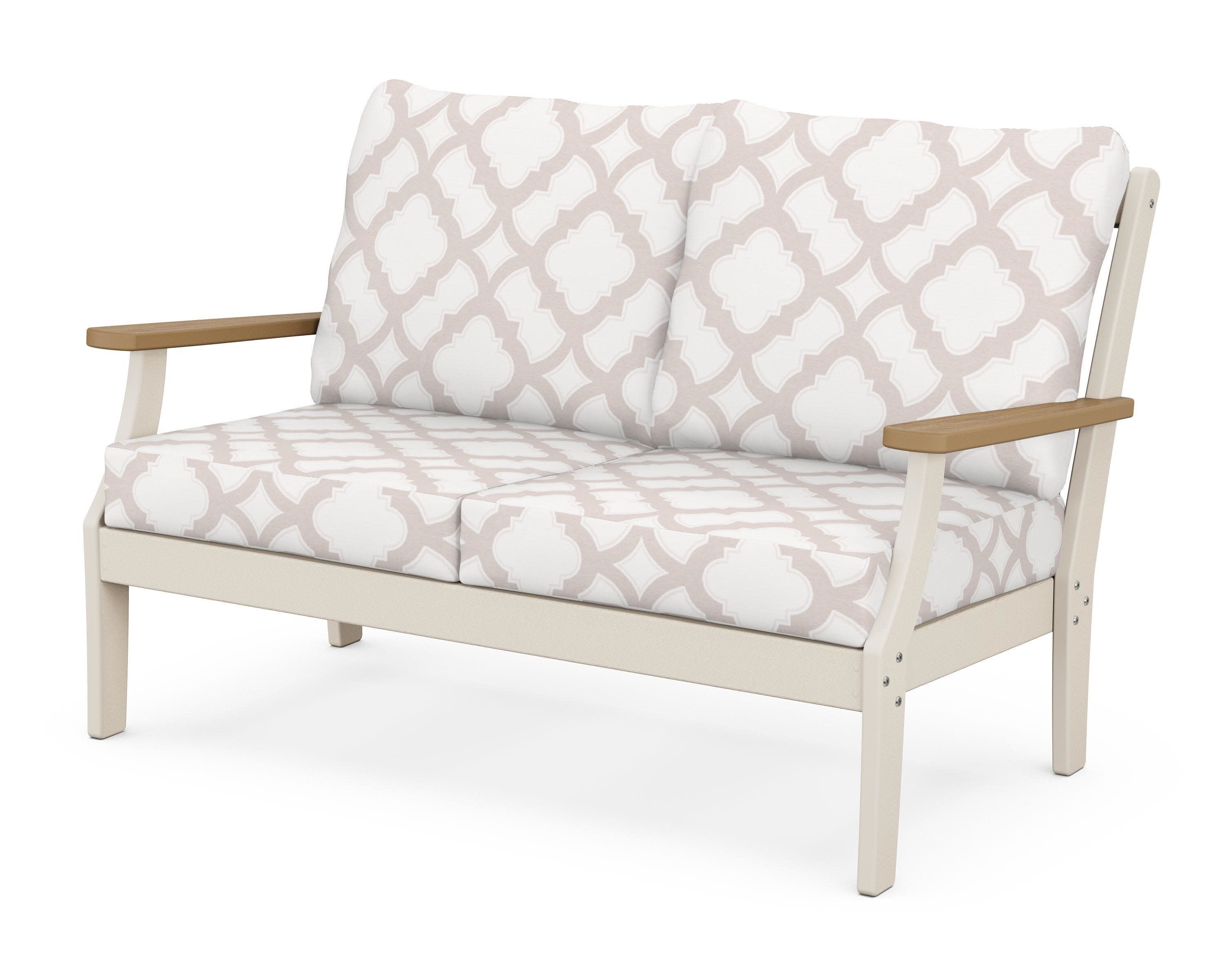 Braxton Deep Seating Loveseat in Sand / Natural / Trellis Dune Burlap