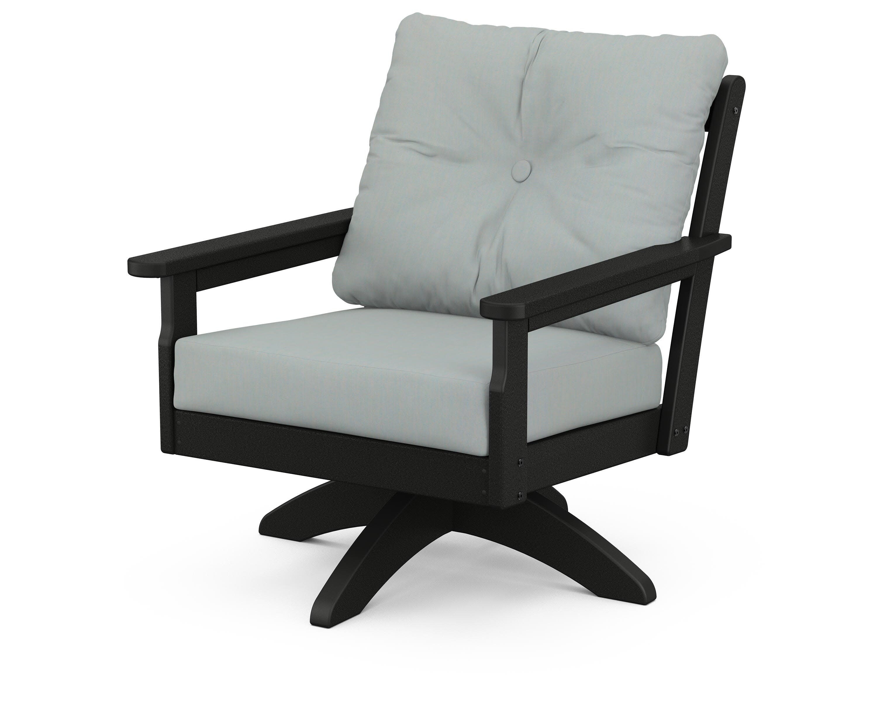 Vineyard Deep Seating Swivel Chair in Black / Spa