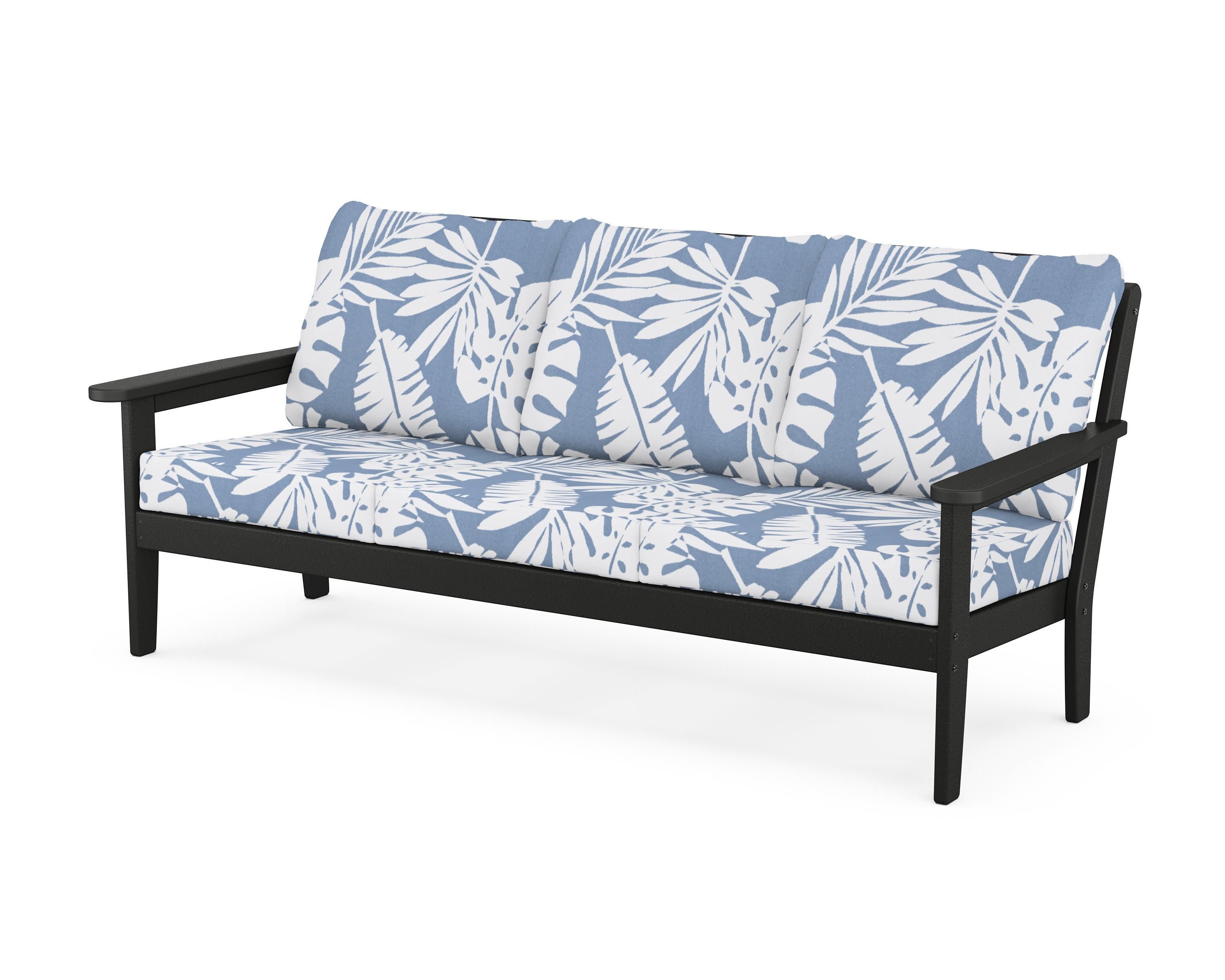 Cottage Deep Seating Sofa in Black / Leaf Sky Blue