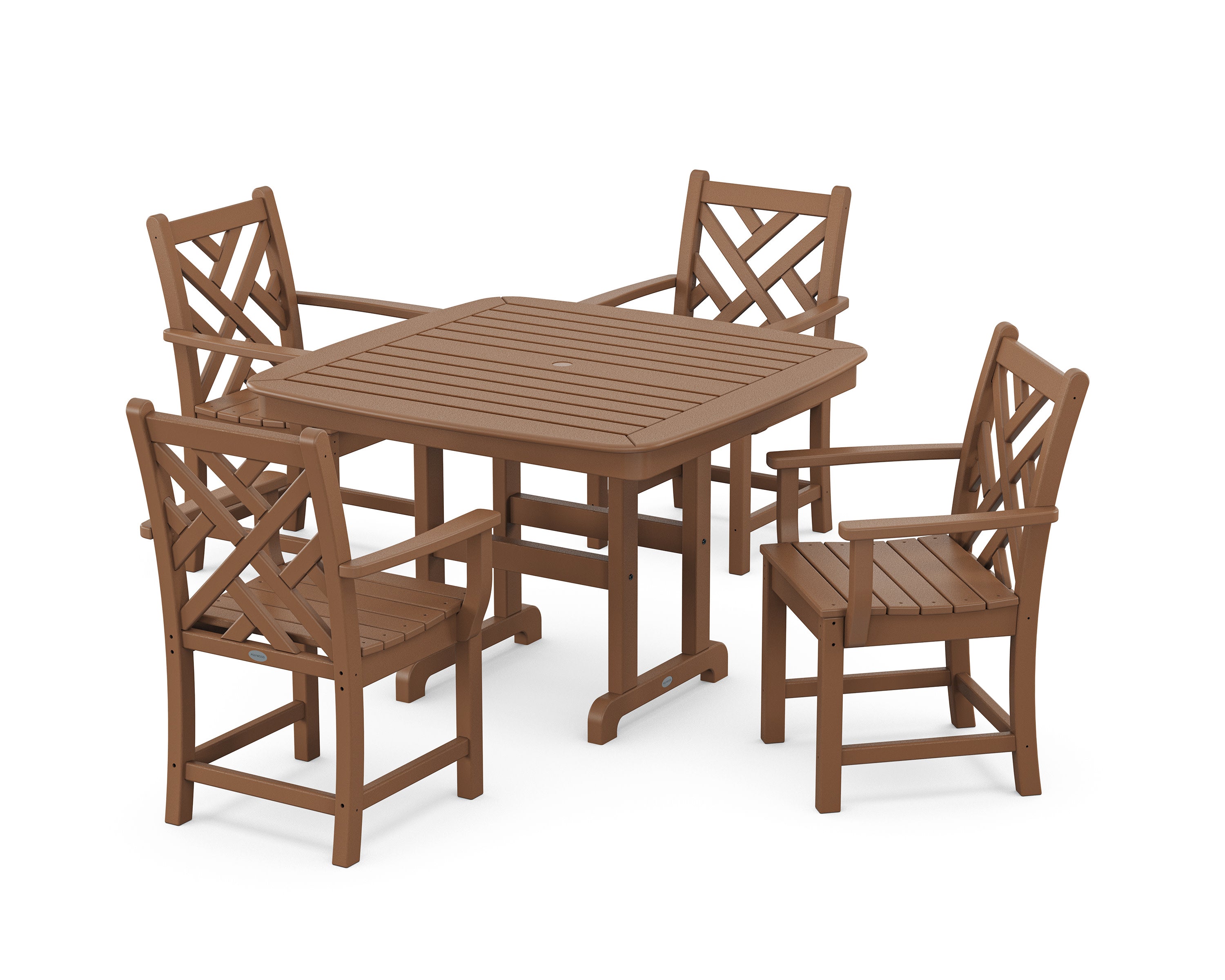 Chippendale 5-Piece Dining Set with Trestle Legs in Teak