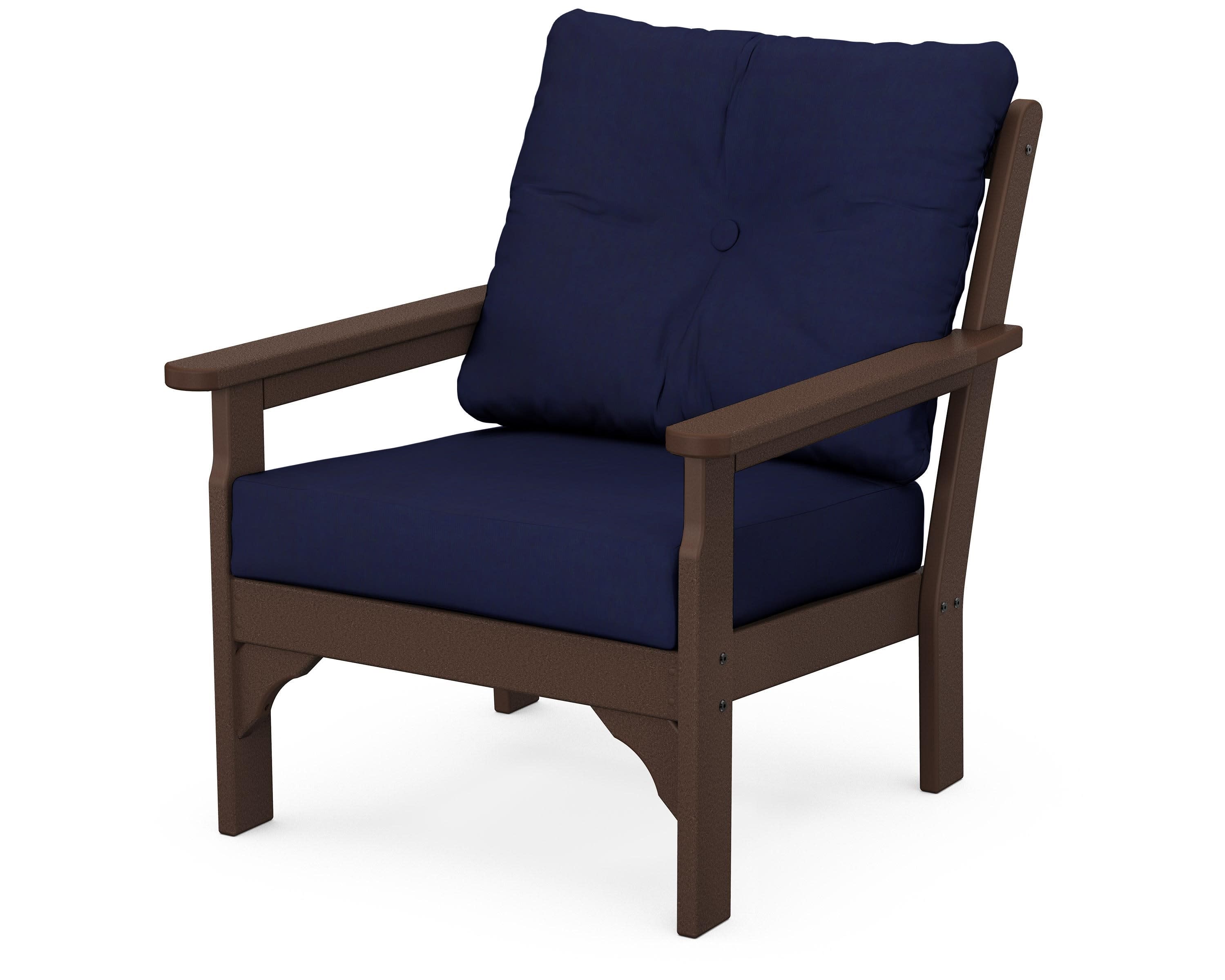 Vineyard Deep Seating Chair in Mahogany / Navy