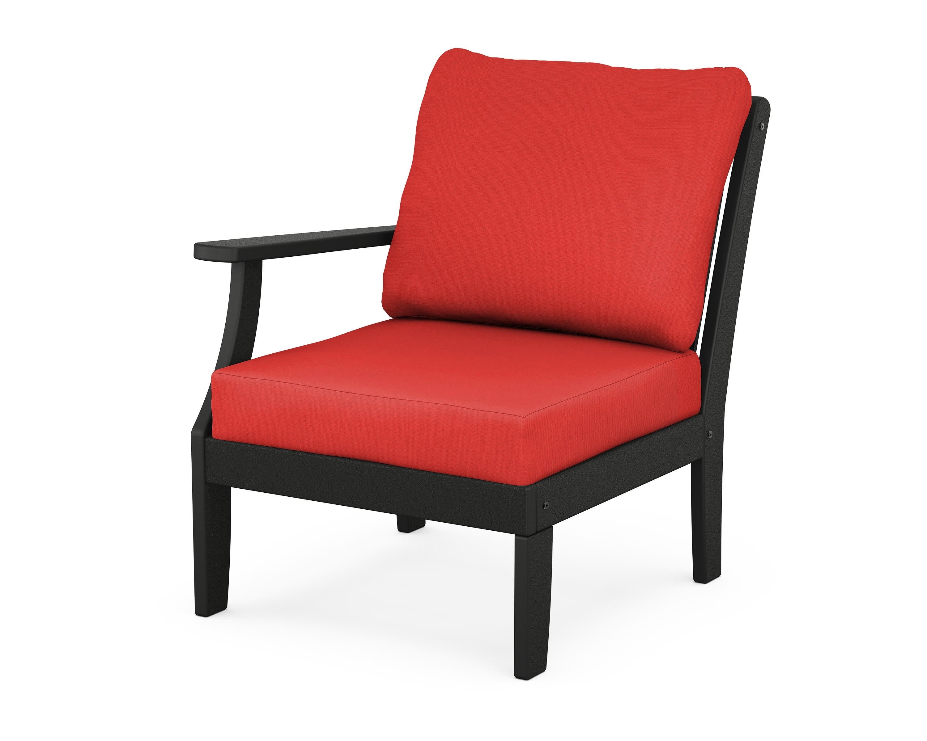 Braxton Modular Left Arm Chair in Black / Crimson Linen