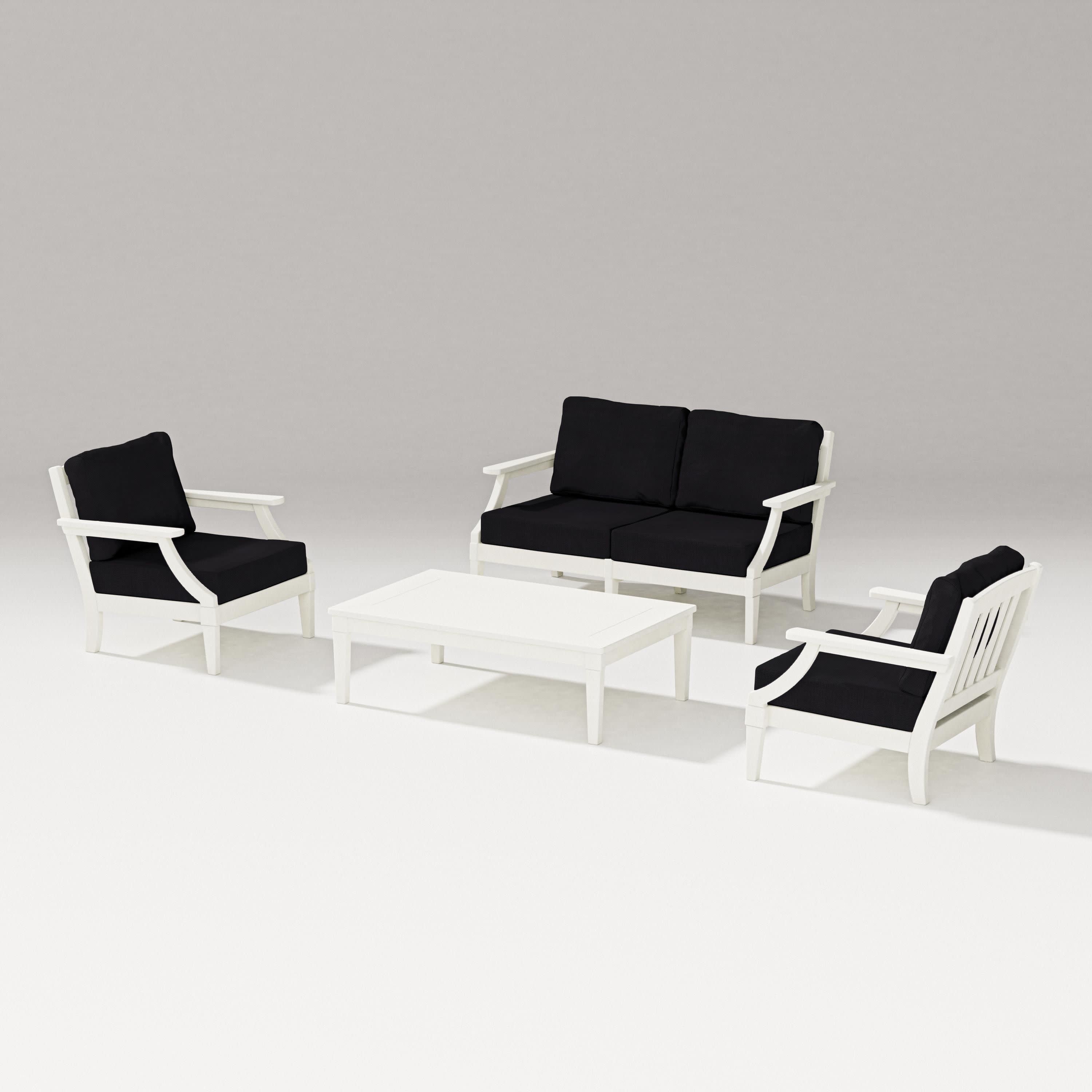 Estate Lounge 4-Piece Loveseat Set in Vintage White / Midnight Linen
