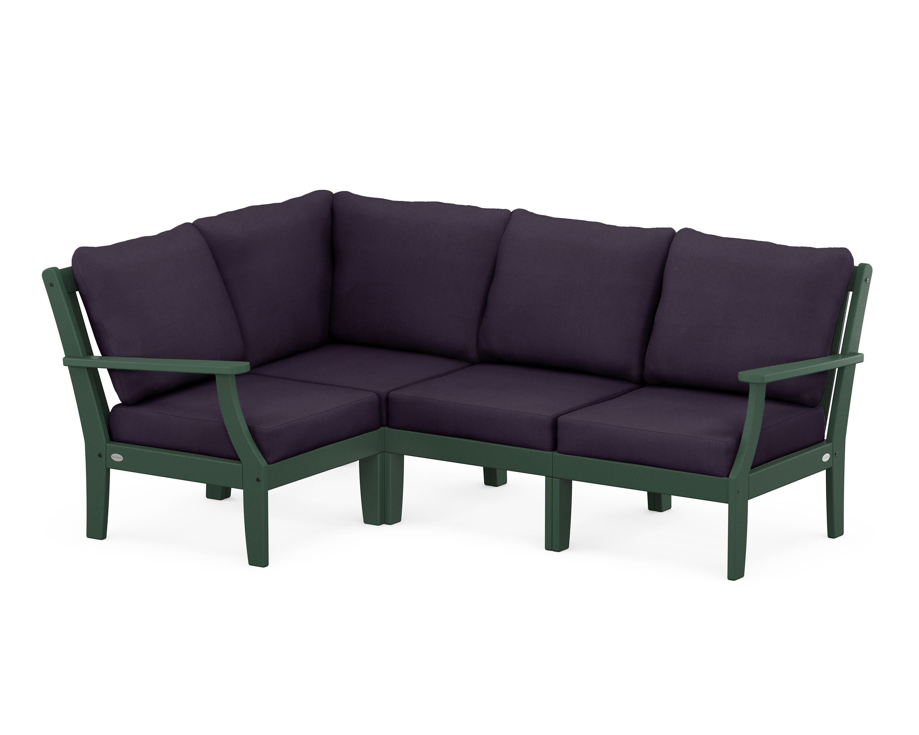 Braxton Modular 4-Piece Deep Seating Set in Green / Navy Linen