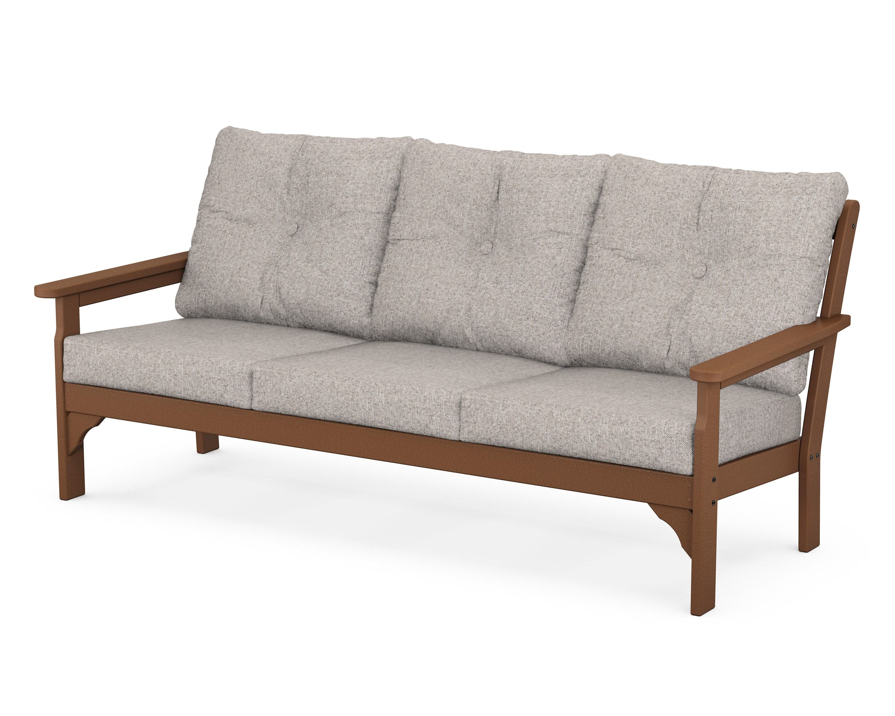 Vineyard Deep Seating Sofa in Teak / Weathered Tweed