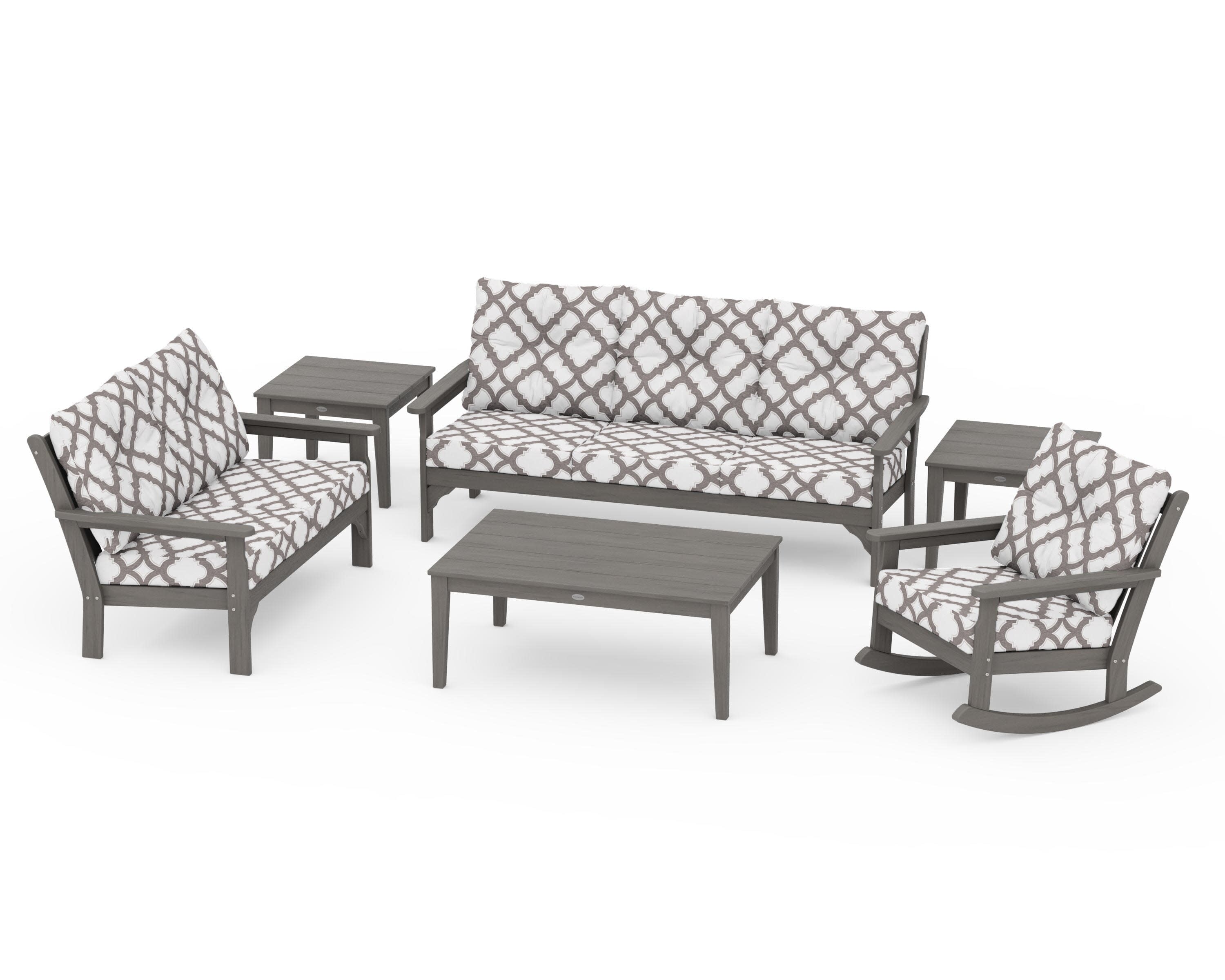 Vineyard 6-Piece Deep Seating Set in Driftwood / Trellis Grey Mist