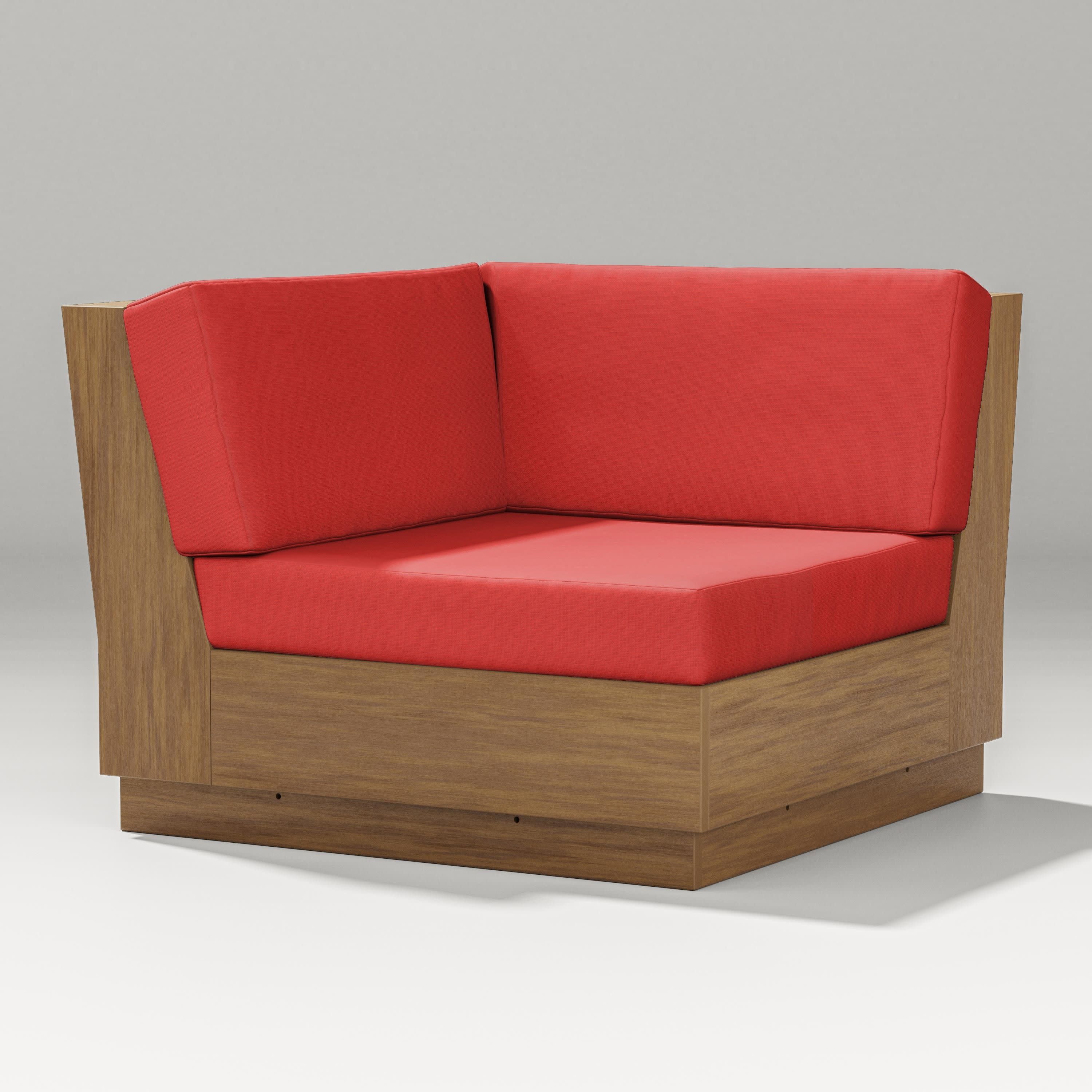 Elevate Modular Corner Chair in Natural / Crimson Linen