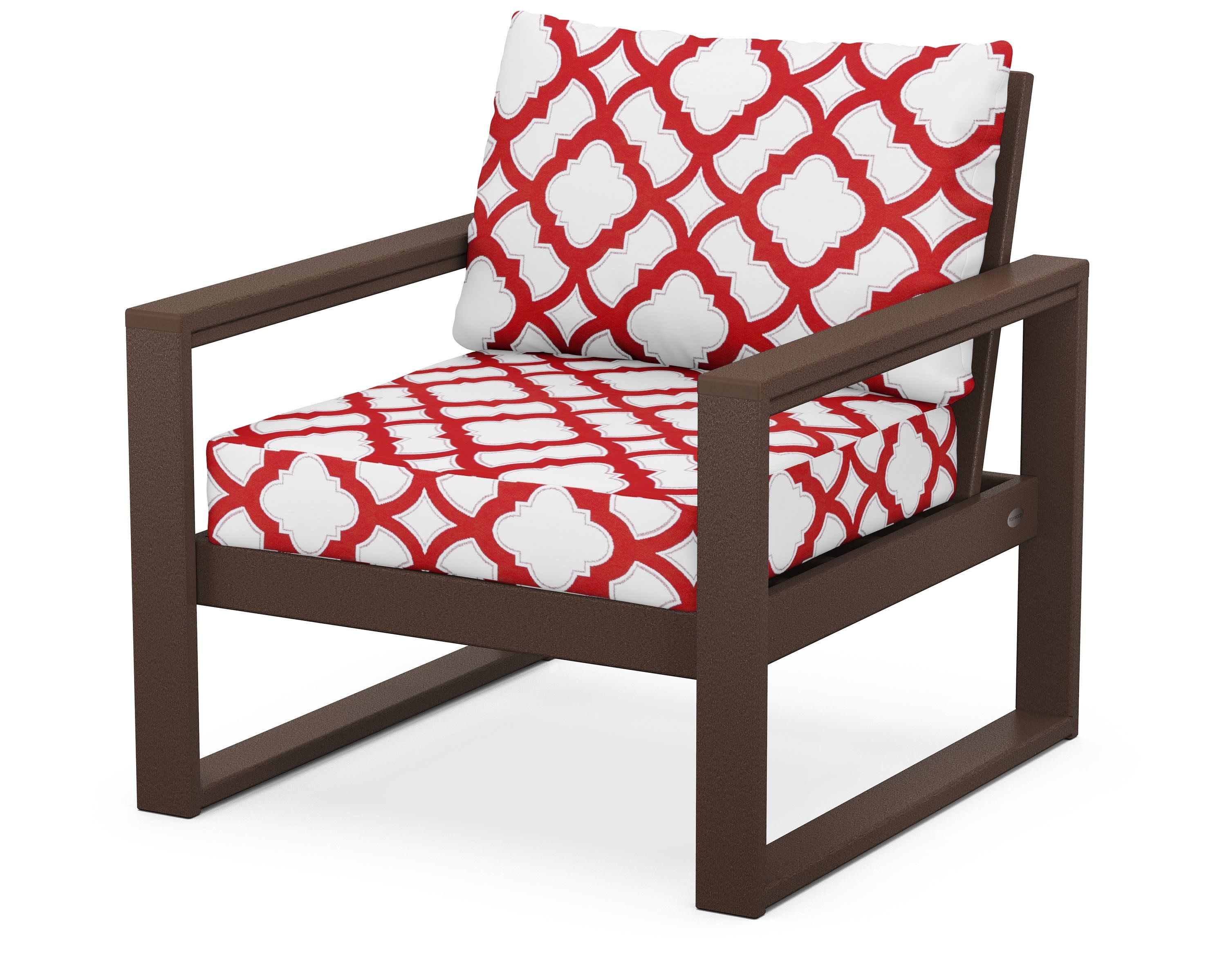 EDGE Club Chair in Mahogany / Trellis Crimson