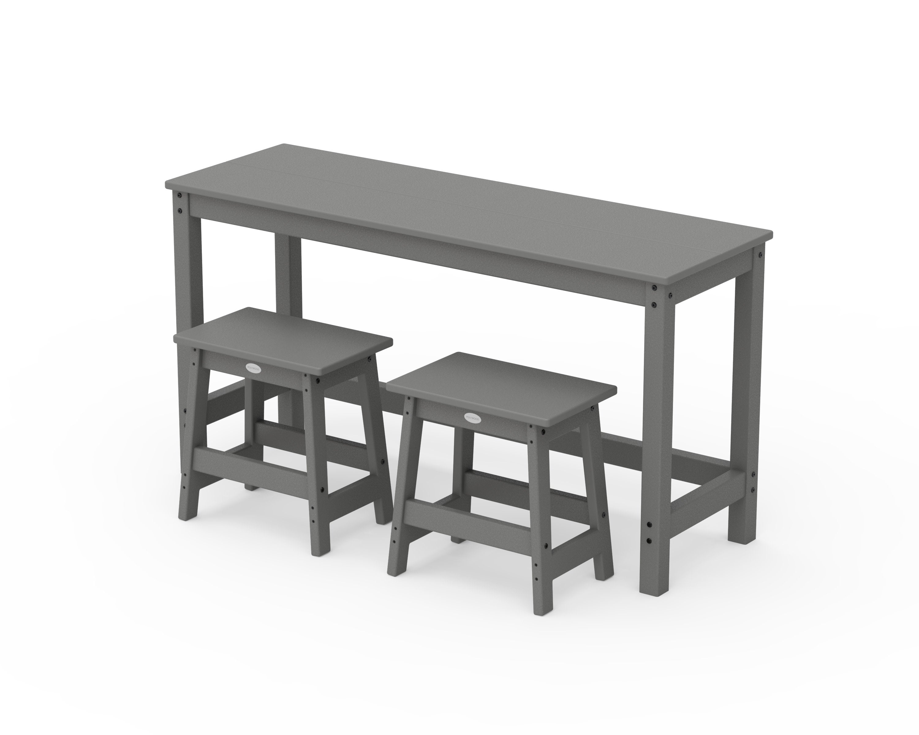 Modern Studio Stool 3-Piece Balcony Set in Slate Grey