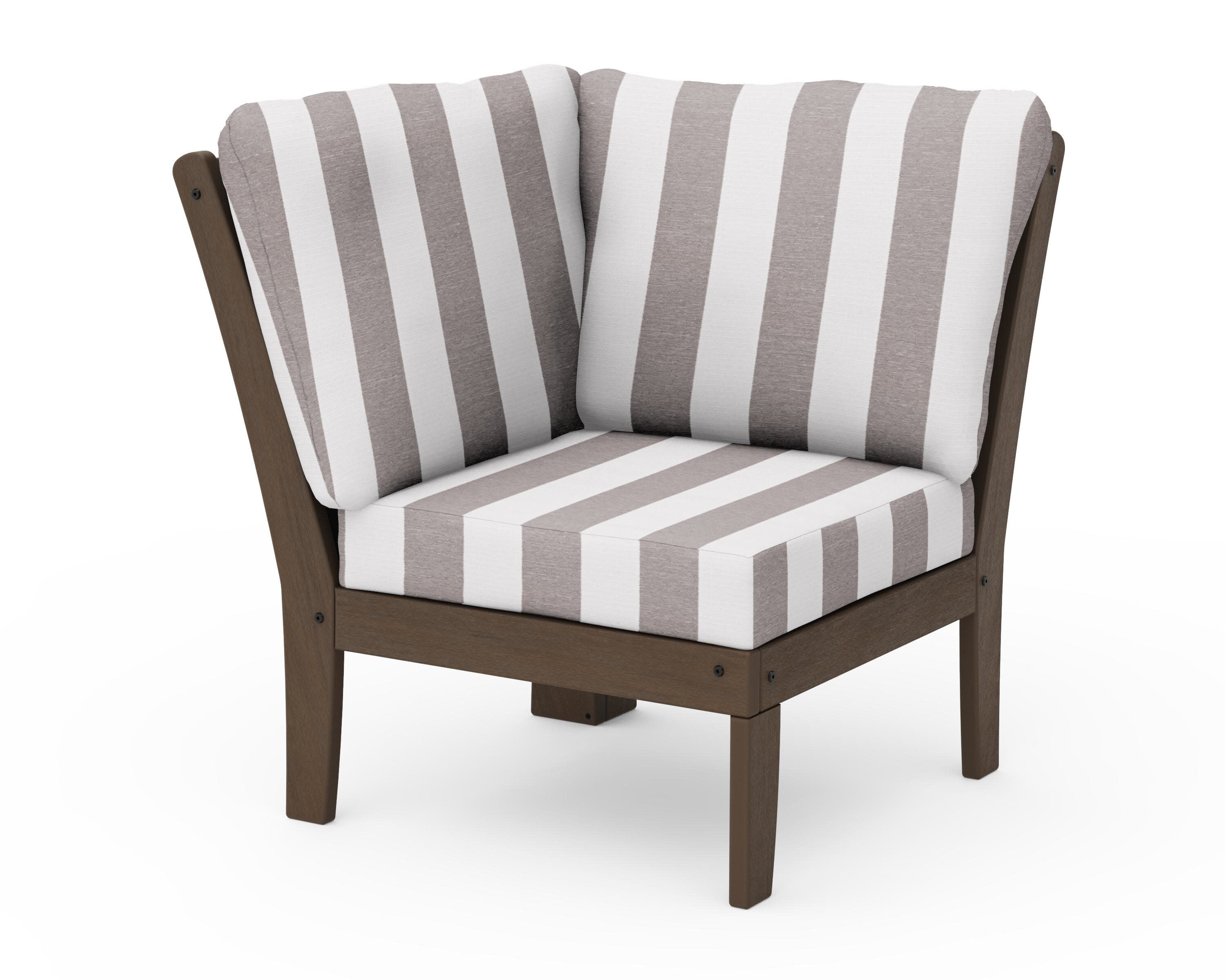 Braxton Modular Corner Chair in Kona / Cabana Stripe Grey Mist