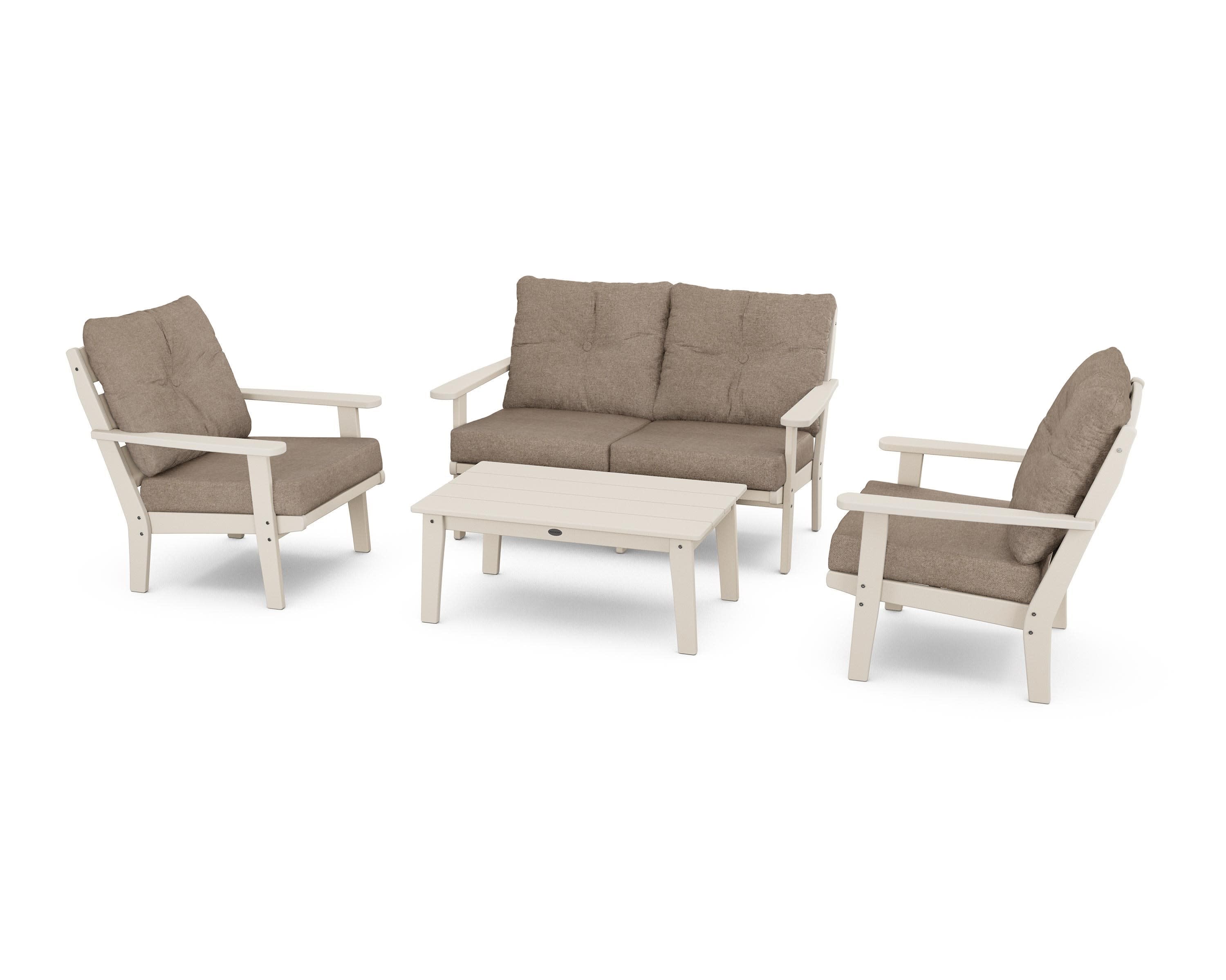 Lakeside 4-Piece Deep Seating Set in Sand / Spiced Burlap