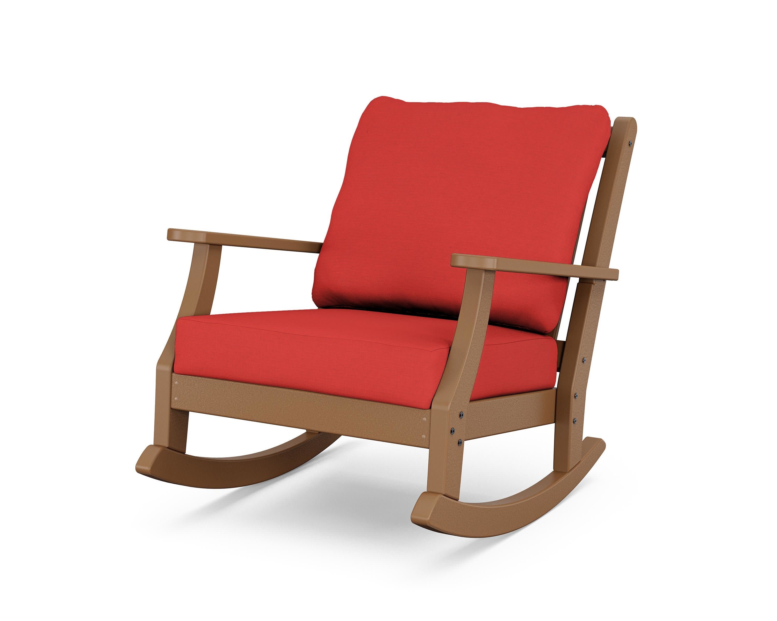 Wovendale Deep Seating Rocking Chair in Teak / Crimson Linen