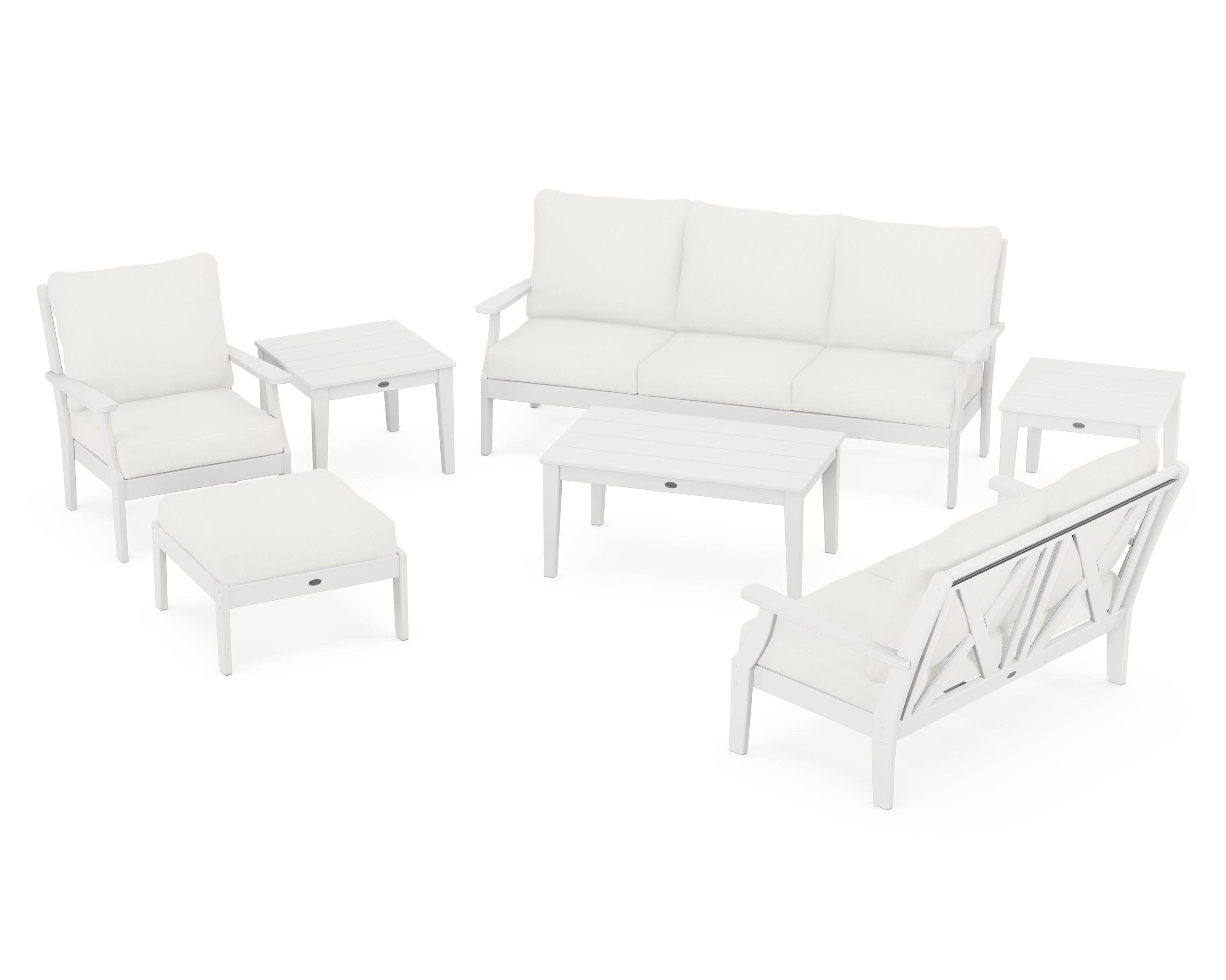 Braxton 7-Piece Deep Seating Set in White / Natural Linen