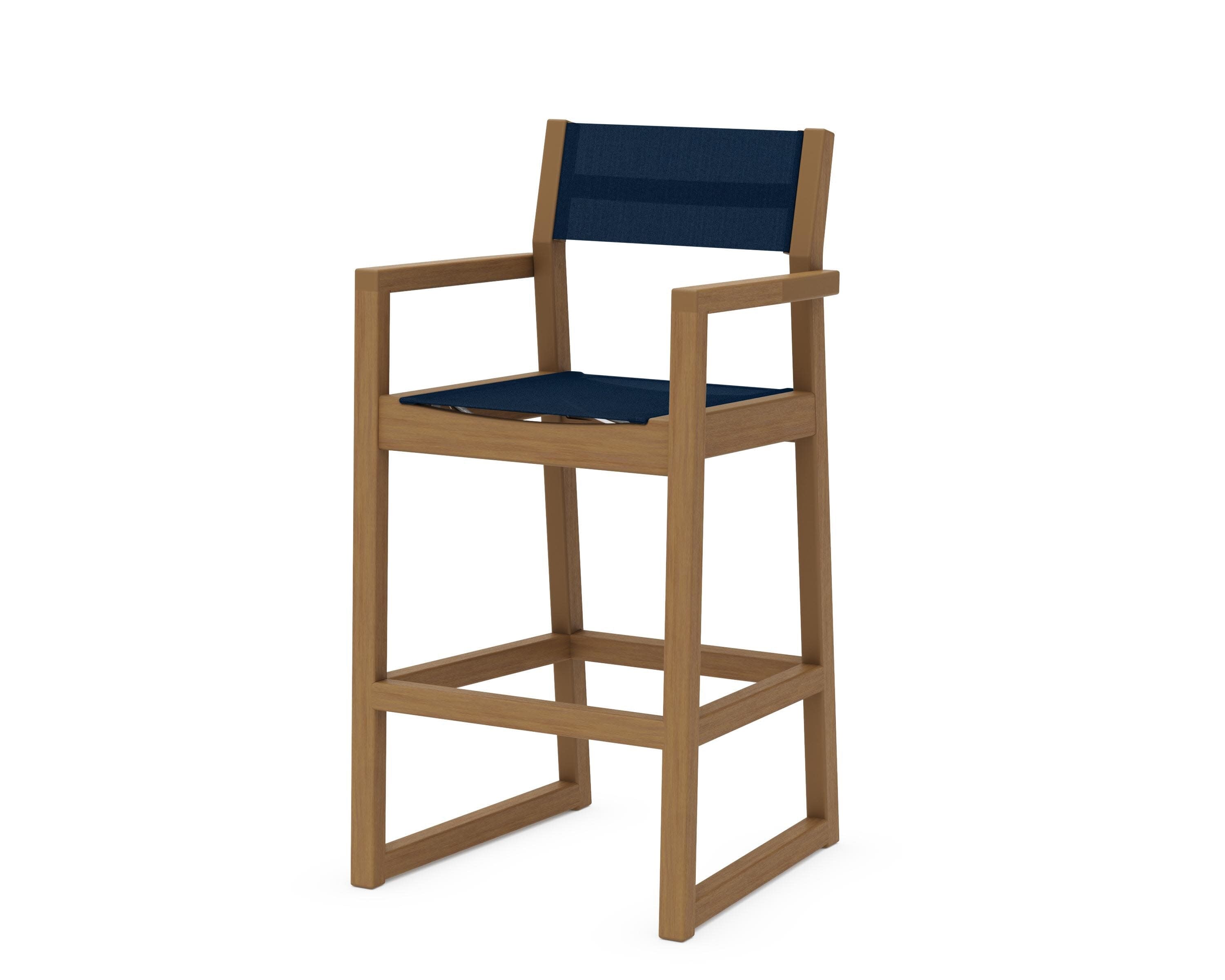 EDGE Sling Bar Arm Chair in Natural / Navy Blue Sling