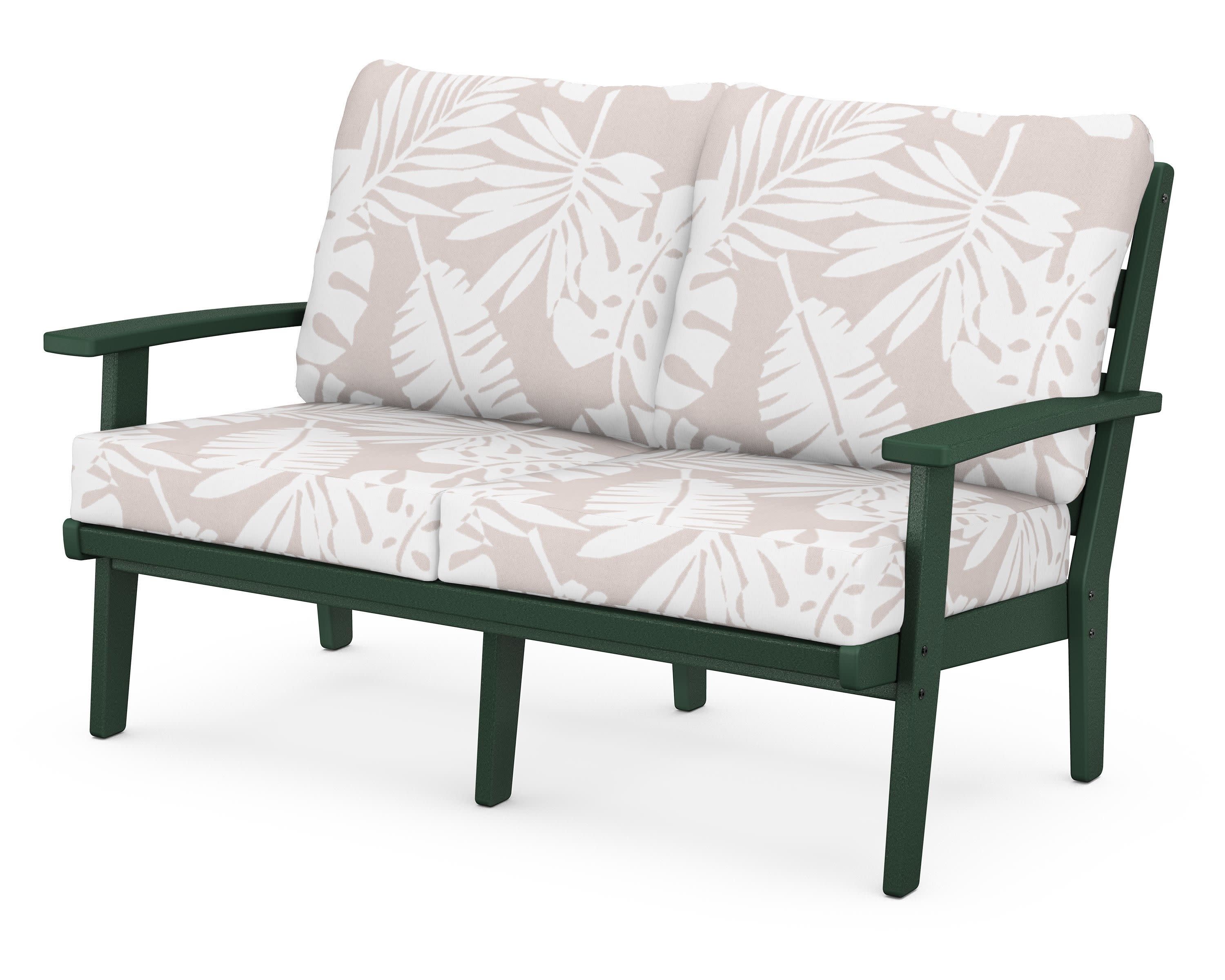 Grant Park Deep Seating Loveseat in Green / Leaf Dune Burlap
