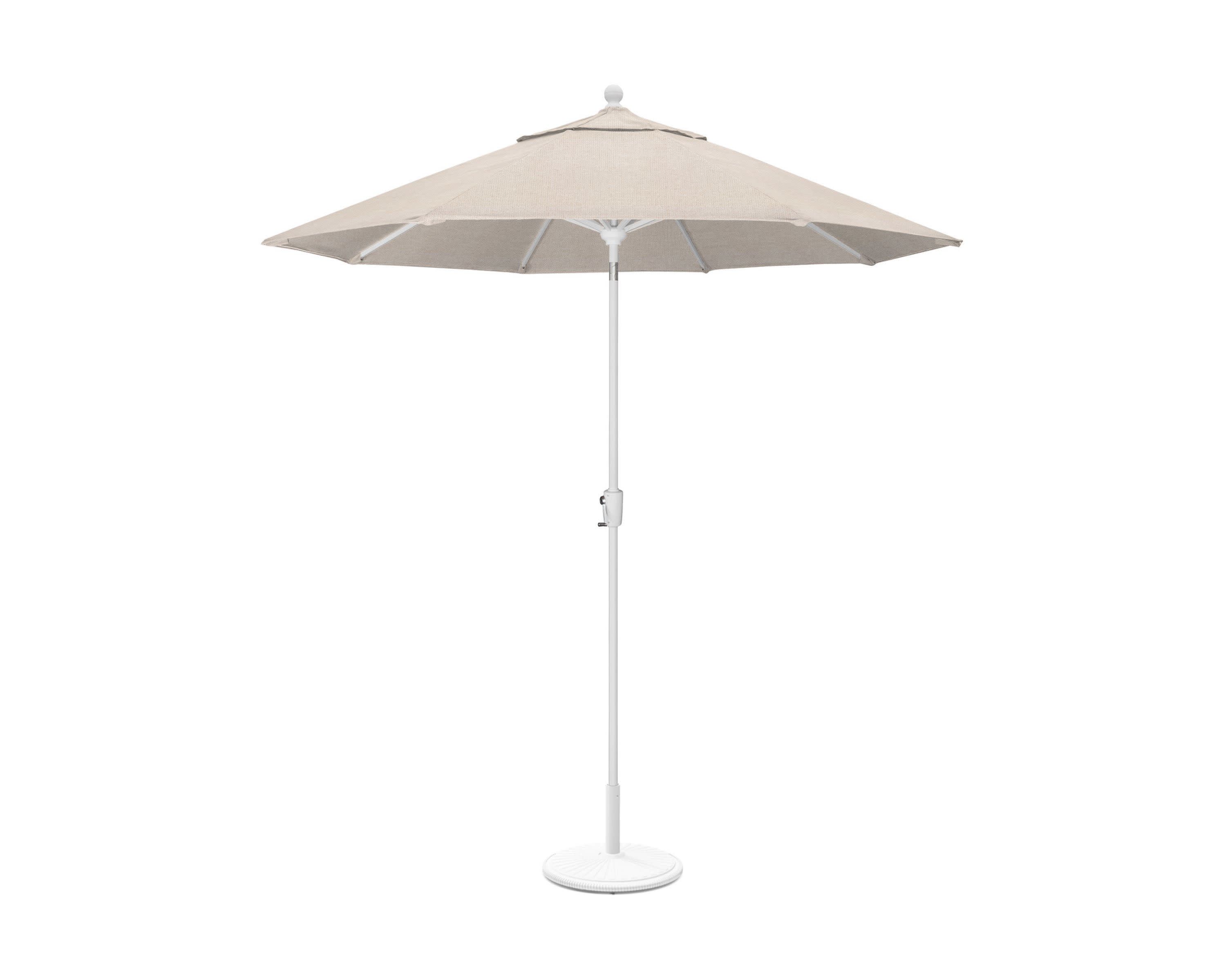 9' Tilt Market Umbrella & Base - Bar Height in White / Blend Linen
