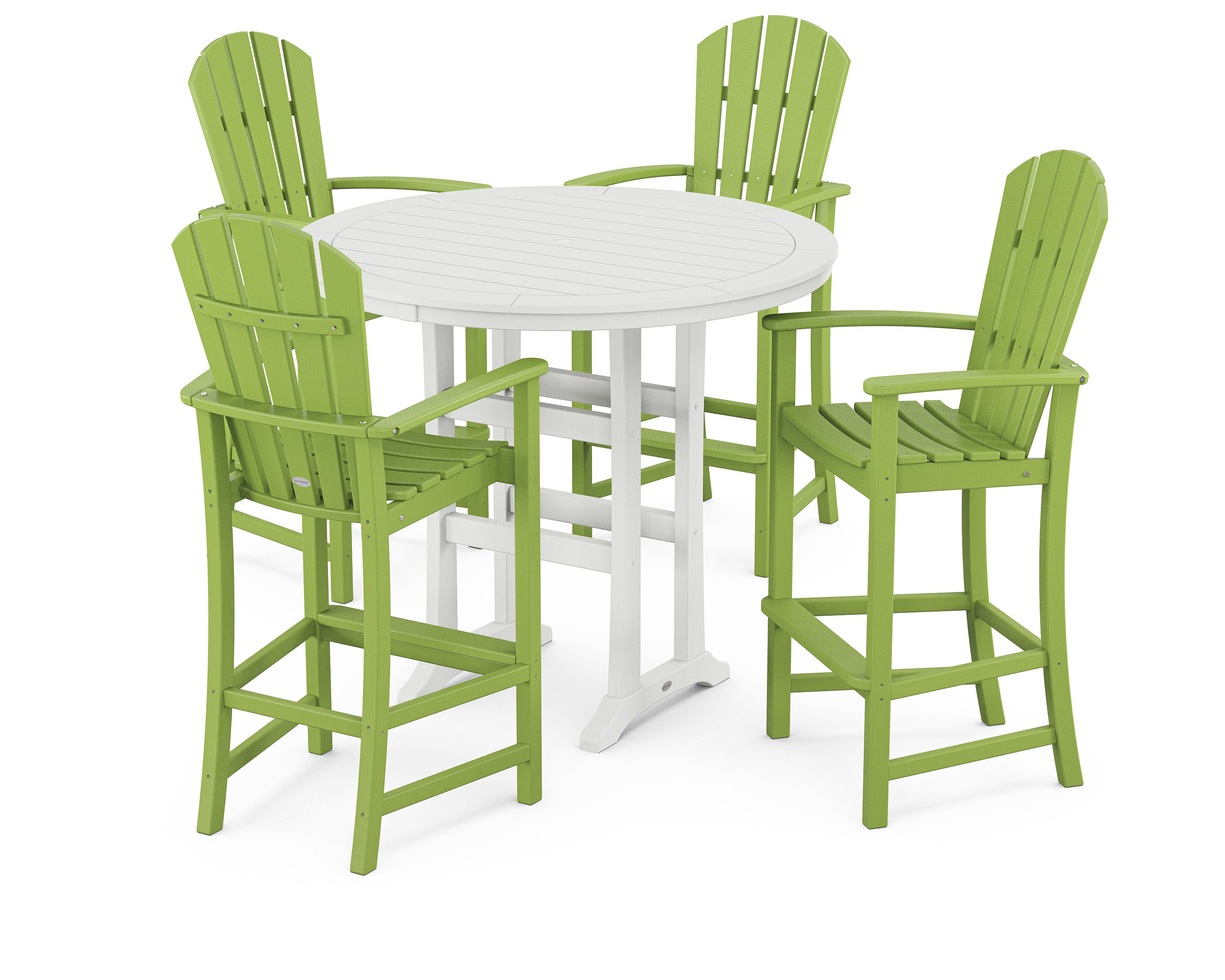 Palm Coast 5-Piece Round Bar Set in Lime / White