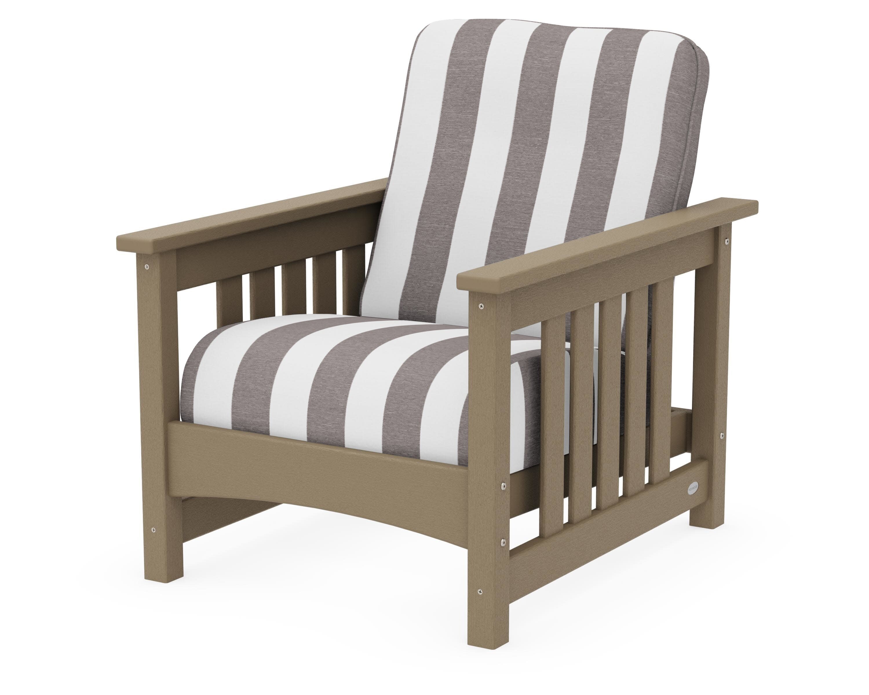 Club Mission Chair in Vintage Sahara / Cabana Stripe Grey Mist