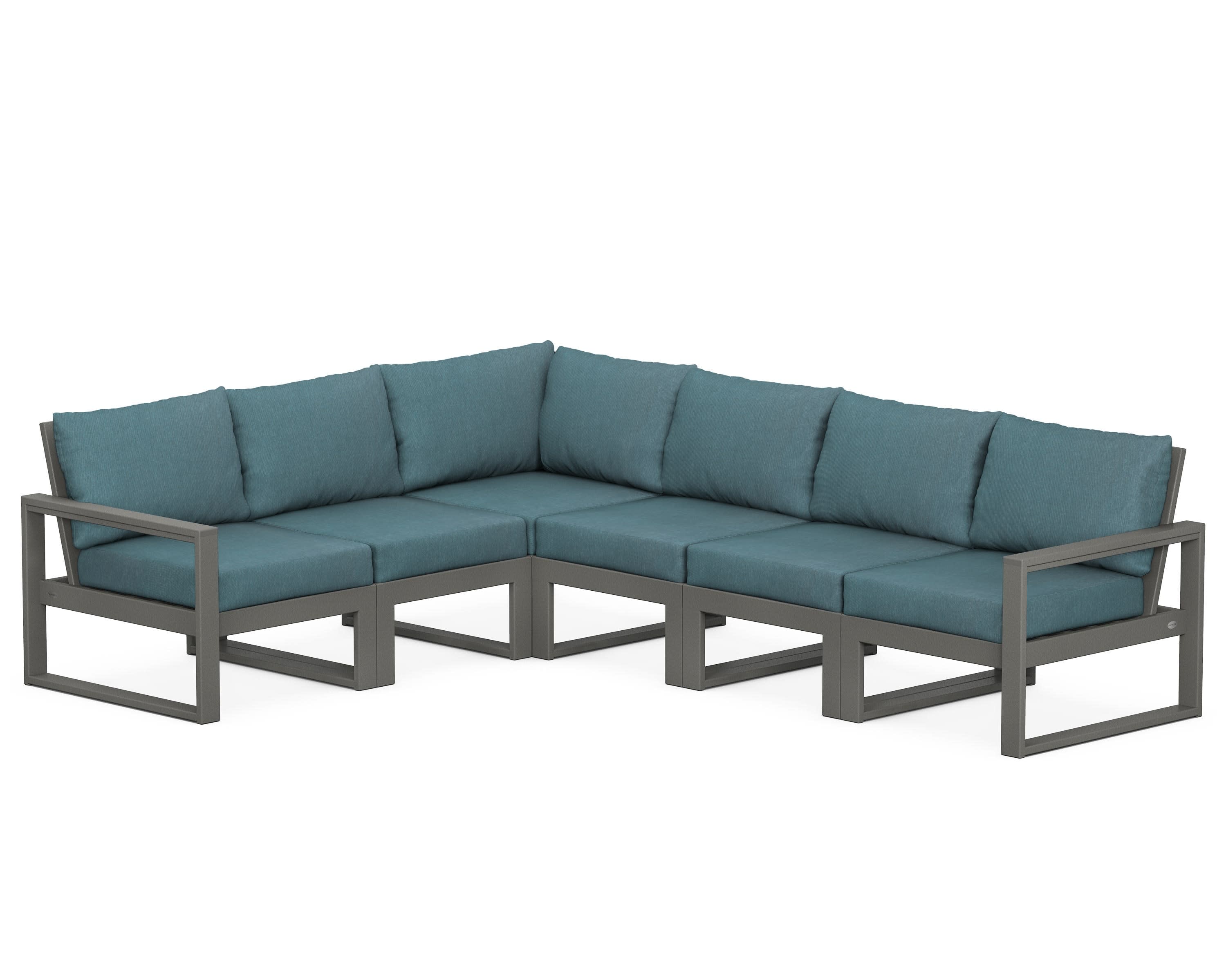 EDGE 6-Piece Modular Deep Seating Set in Slate Grey / Ocean Teal
