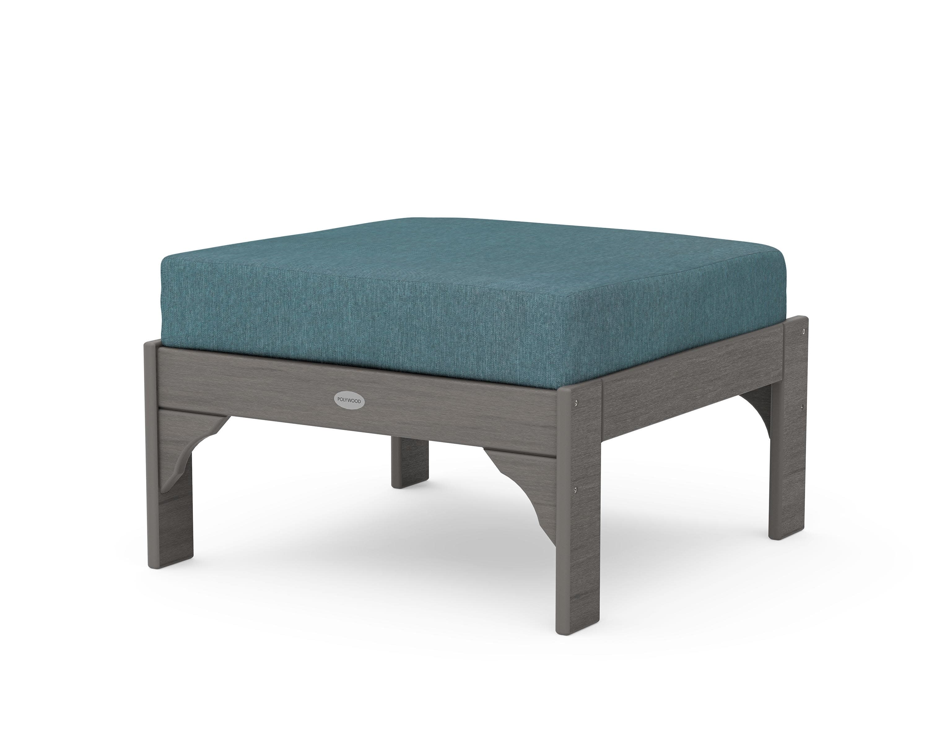 Vineyard Deep Seating Ottoman in Driftwood / Ocean Teal