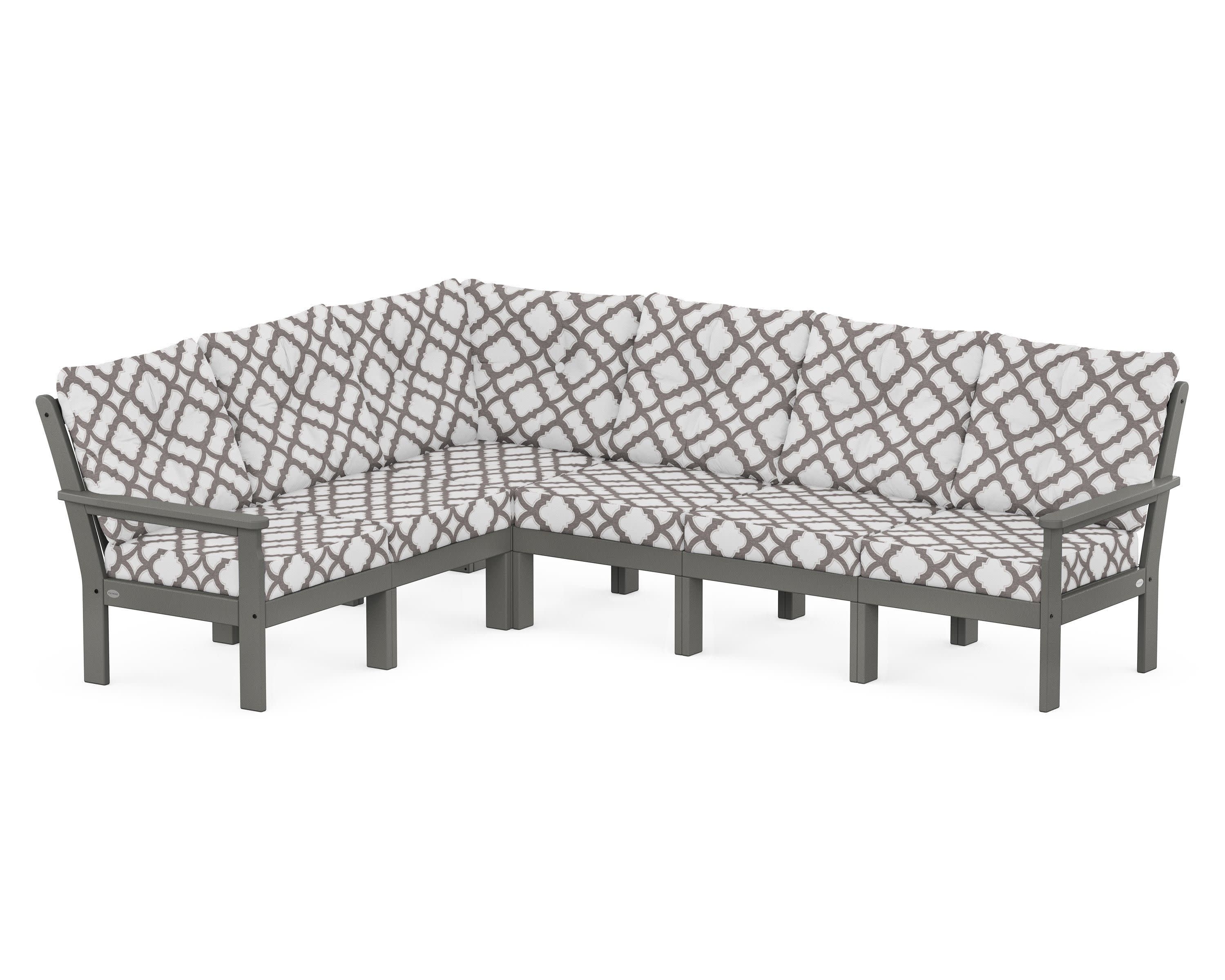 Vineyard 6-Piece Sectional in Slate Grey / Trellis Grey Mist