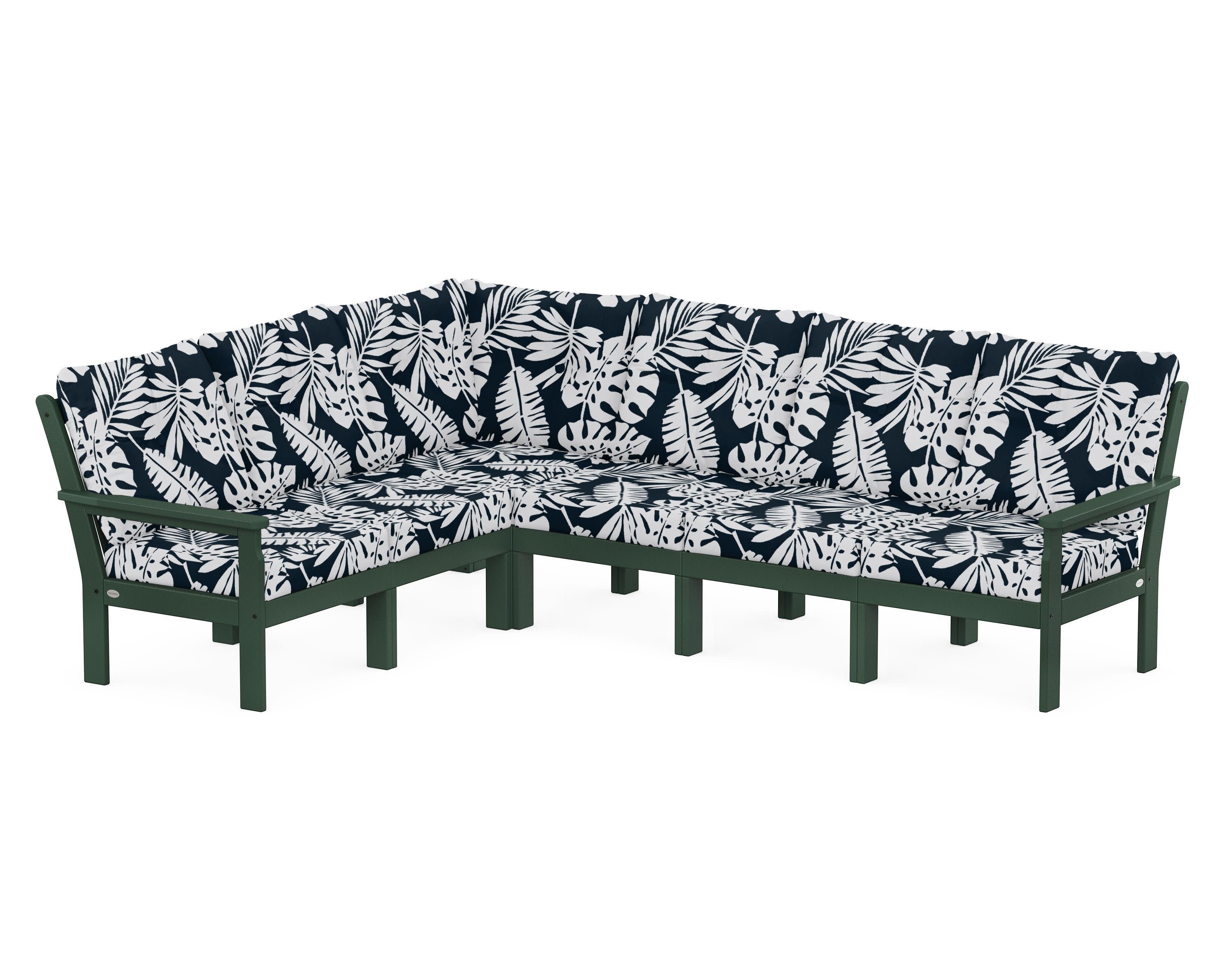 Vineyard 6-Piece Sectional in Green / Leaf Marine Indigo