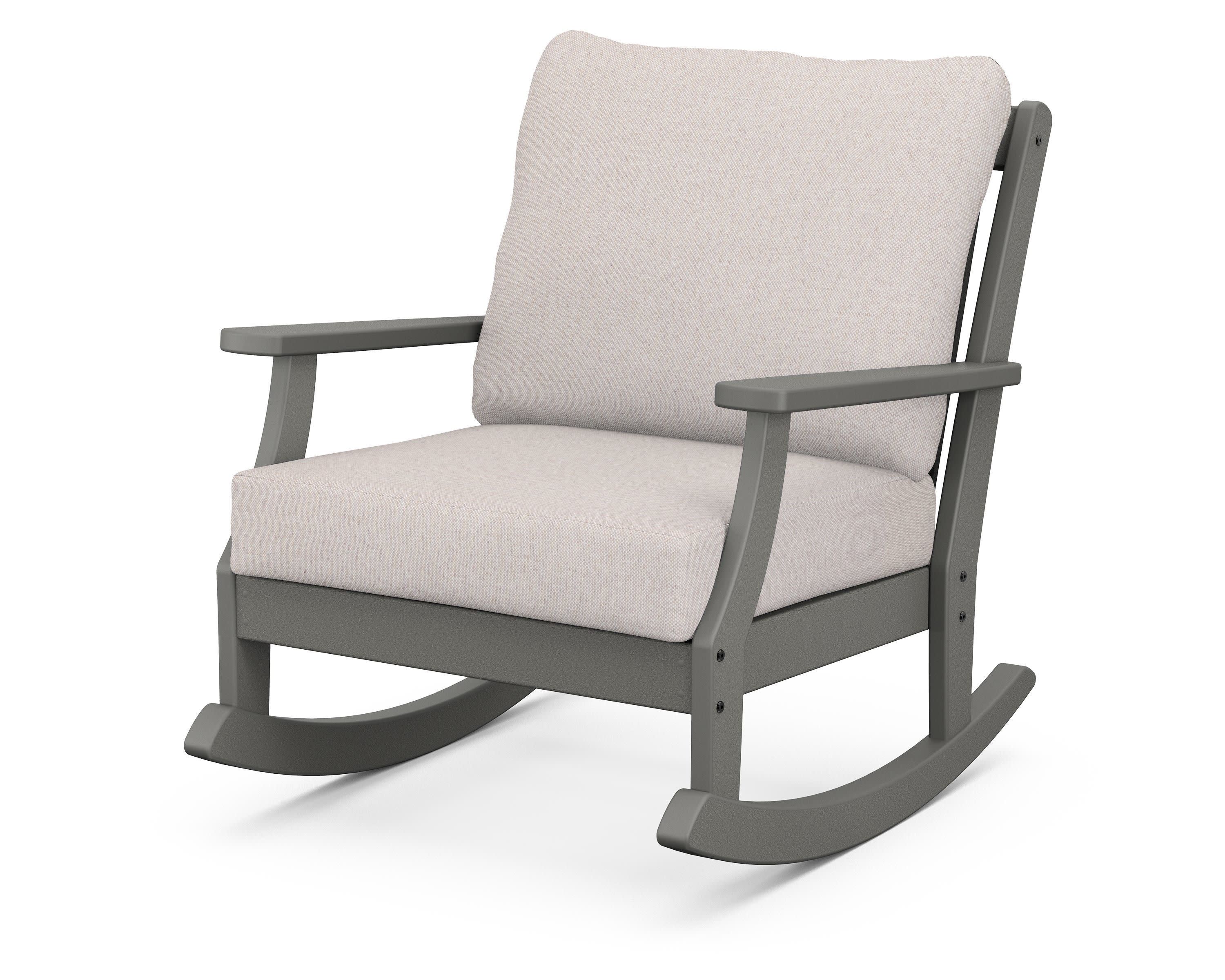 Braxton Deep Seating Rocking Chair in Slate Grey / Dune Burlap