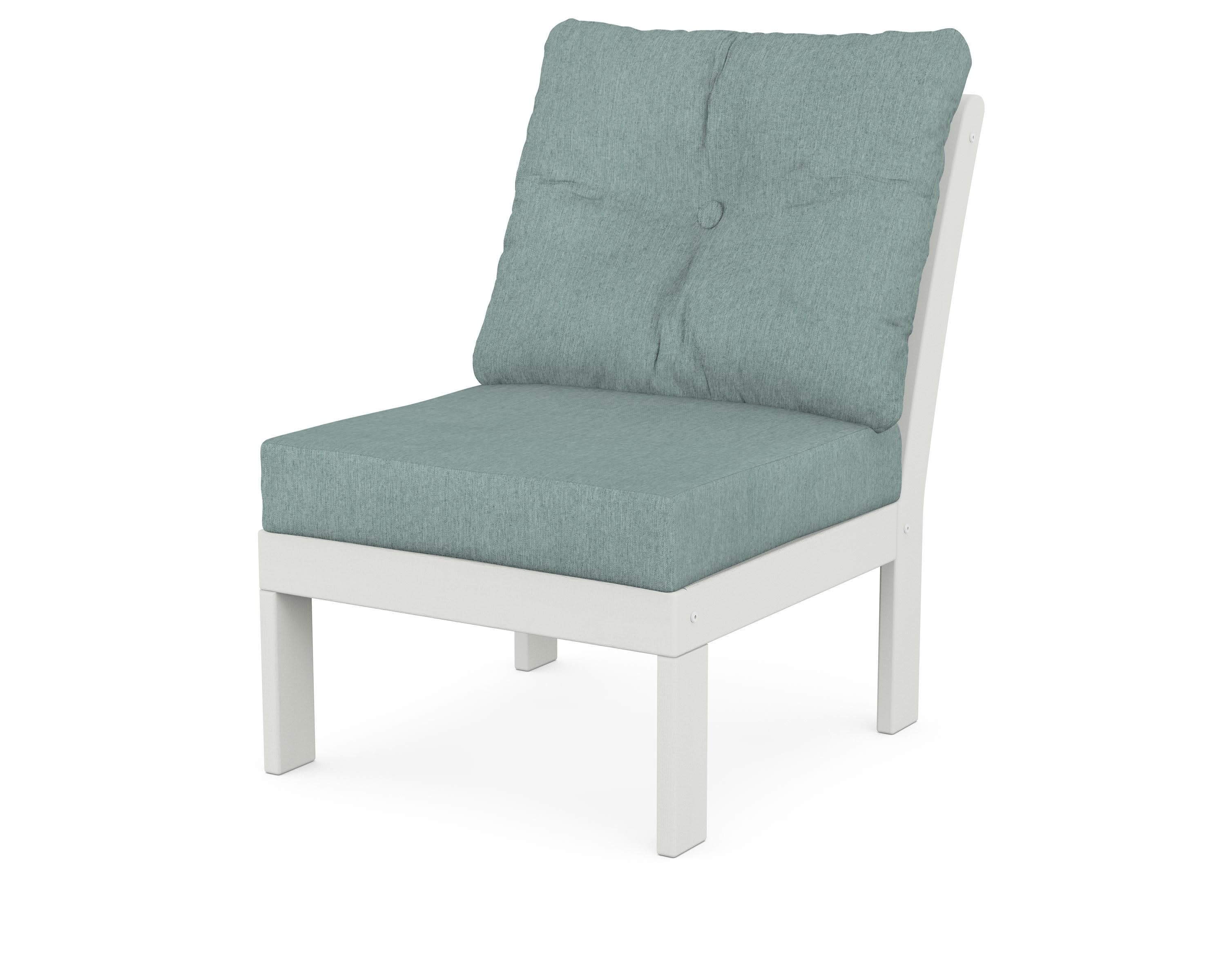 Vineyard Modular Armless Chair in Vintage White / Glacier Spa