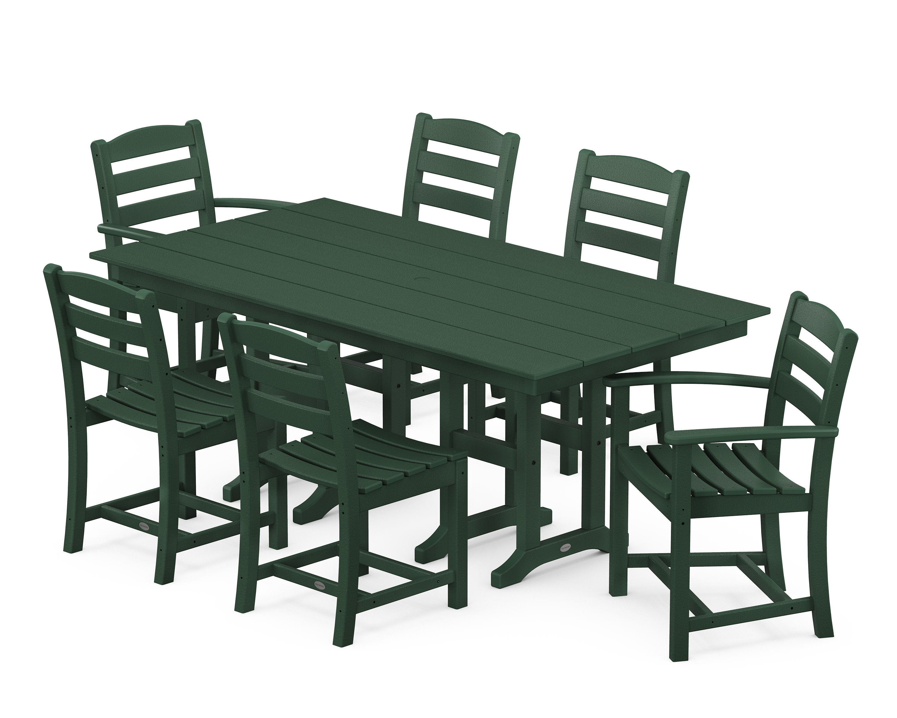 La Casa Caf 7-Piece Farmhouse Dining Set in Green