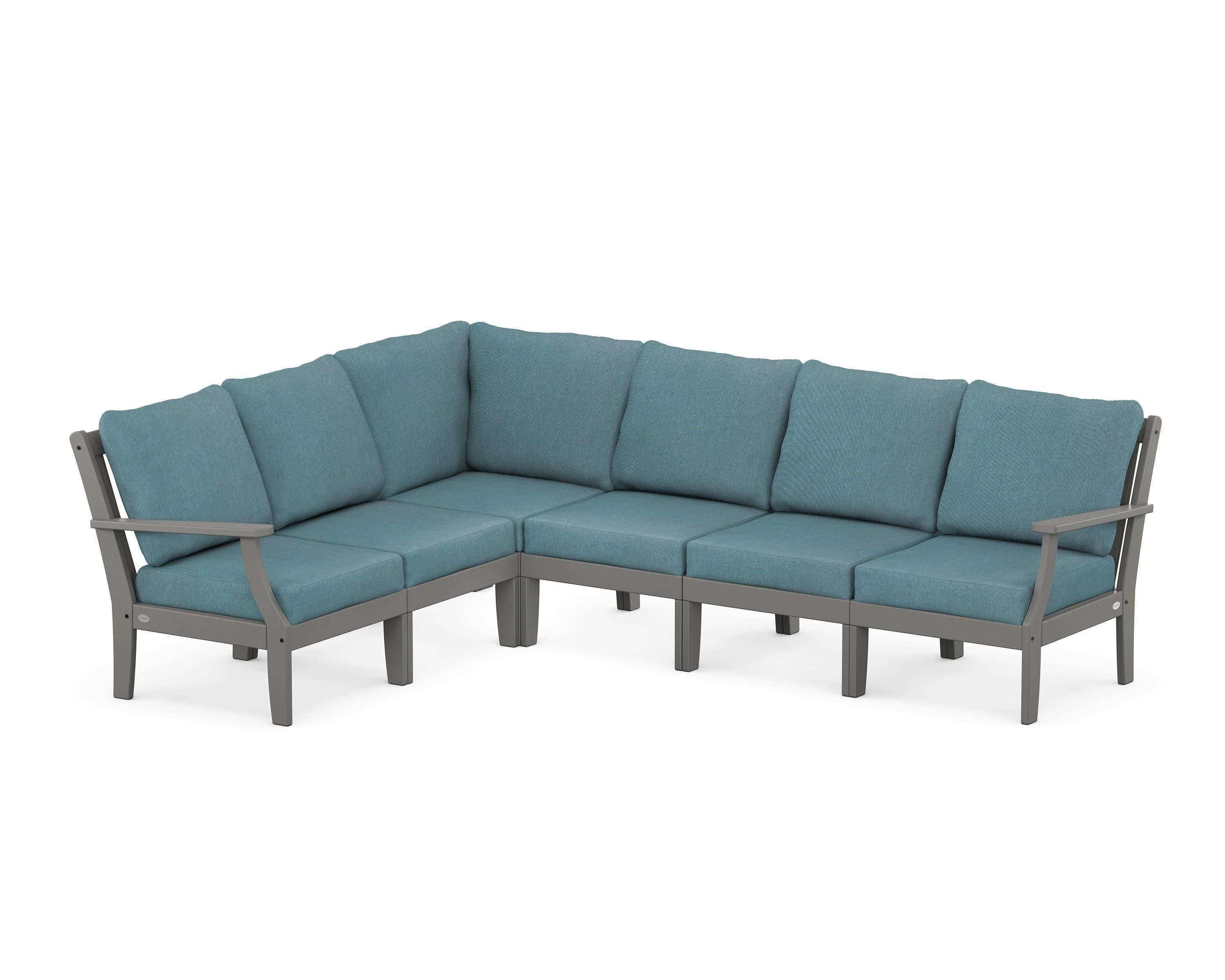 Braxton Modular 6-Piece Deep Seating Set in Slate Grey / Ocean Teal